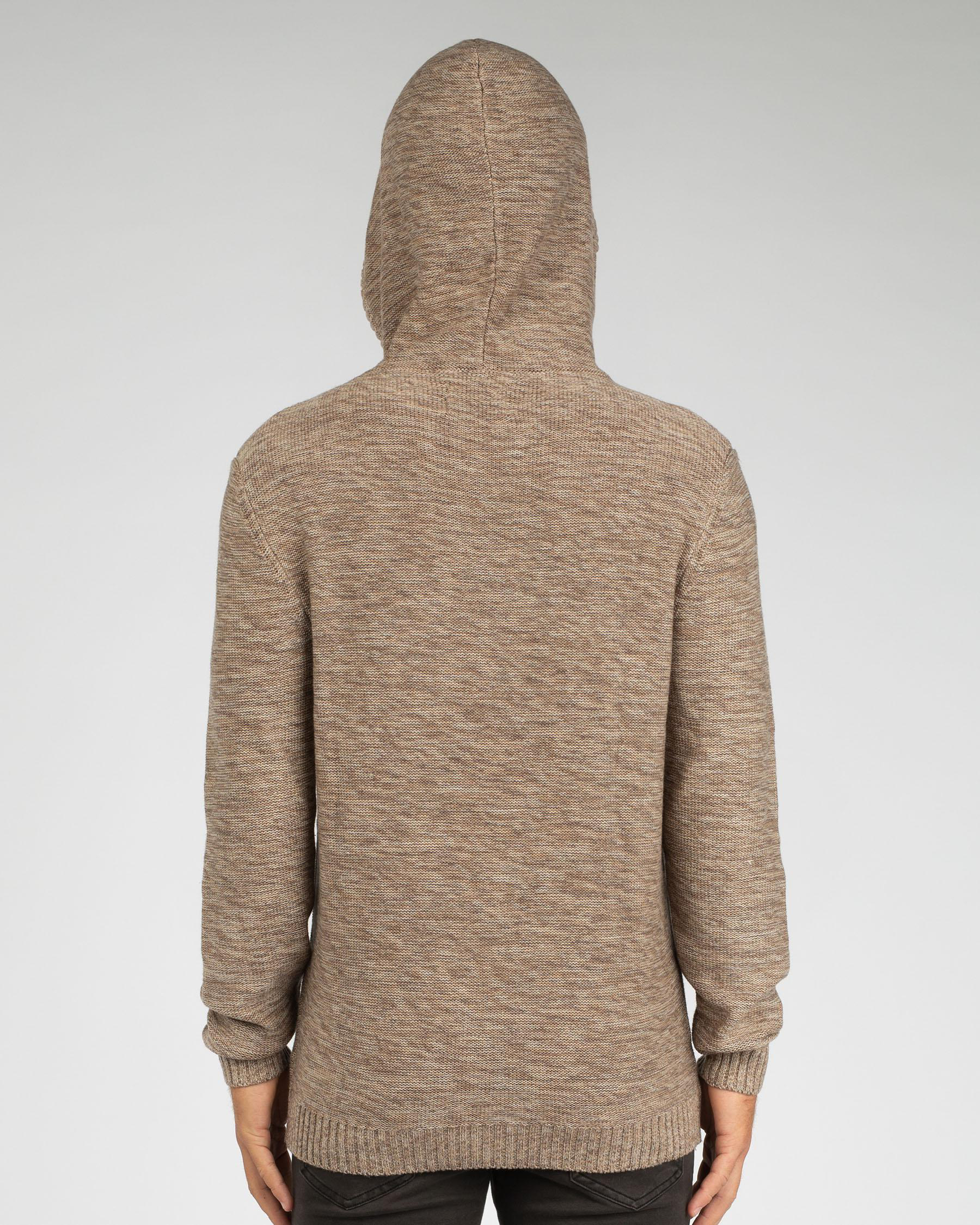 Shop Rusty Skyliner Knit Hoodie In Snow Marle - Fast Shipping & Easy ...