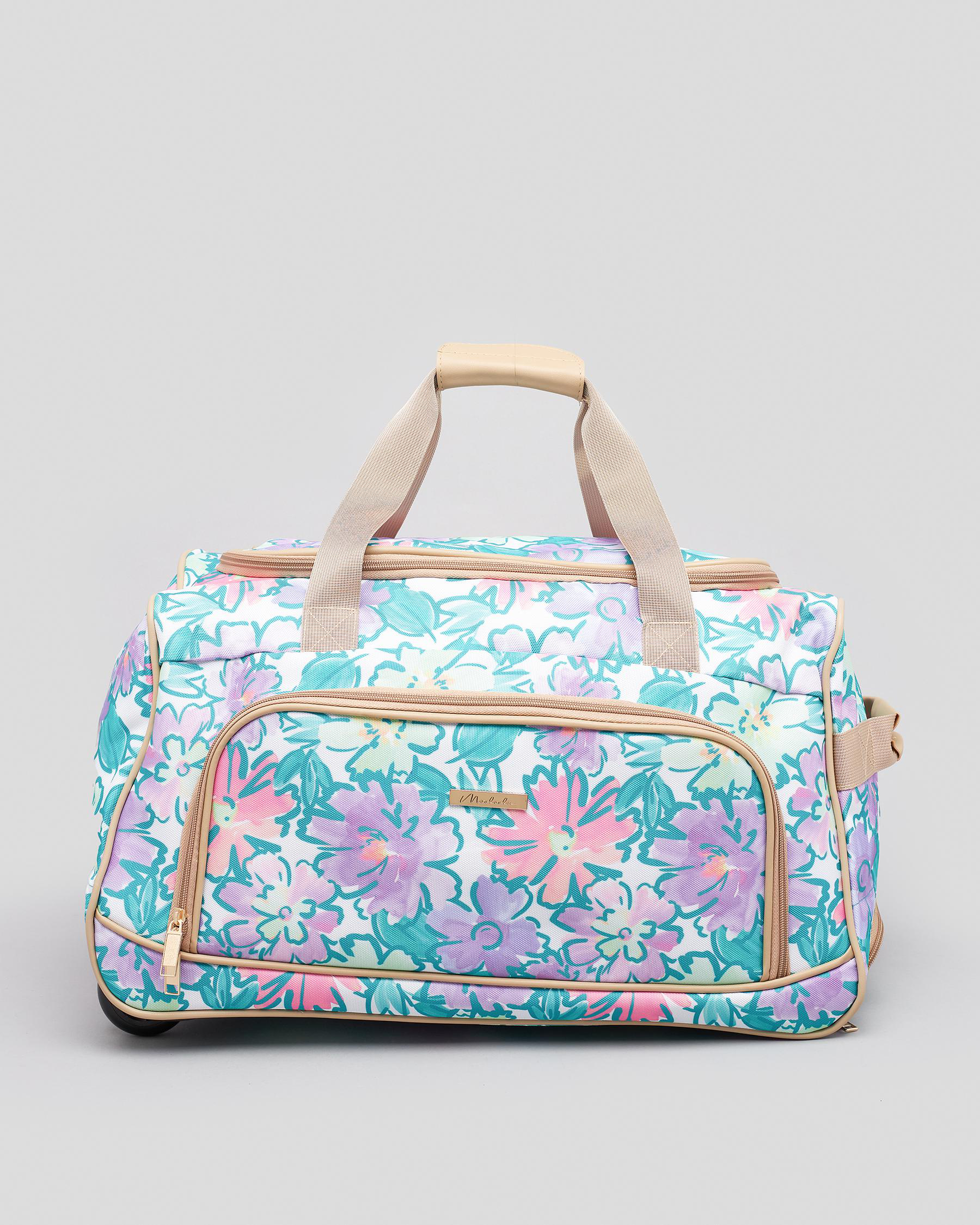 Mooloola Hallie Small Wheeled Travel Bag In Green/pink FREE* Shipping