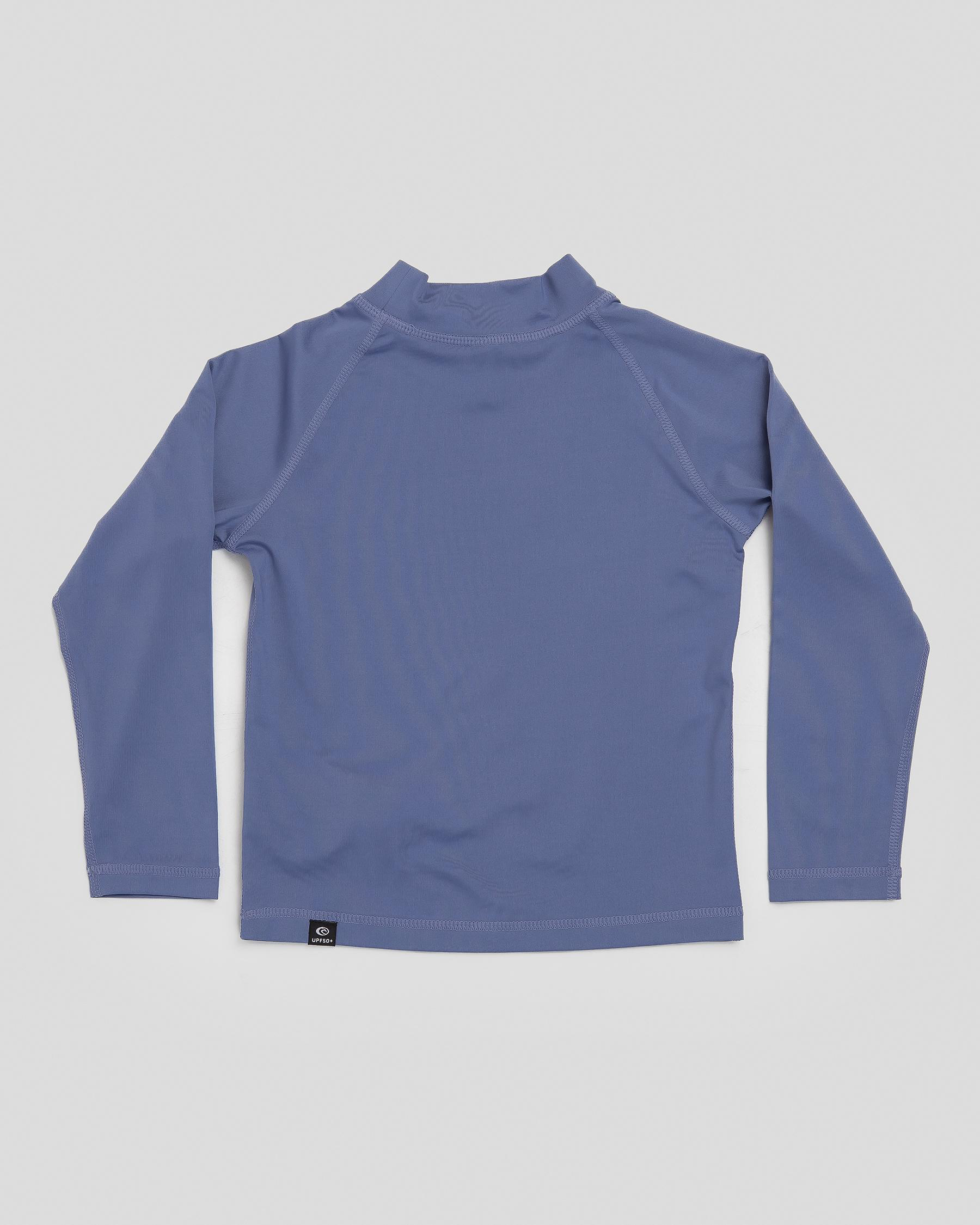 Shop Rip Curl Toddlers' Long Sleeve Script Rash Vest In Mid Blue Fast
