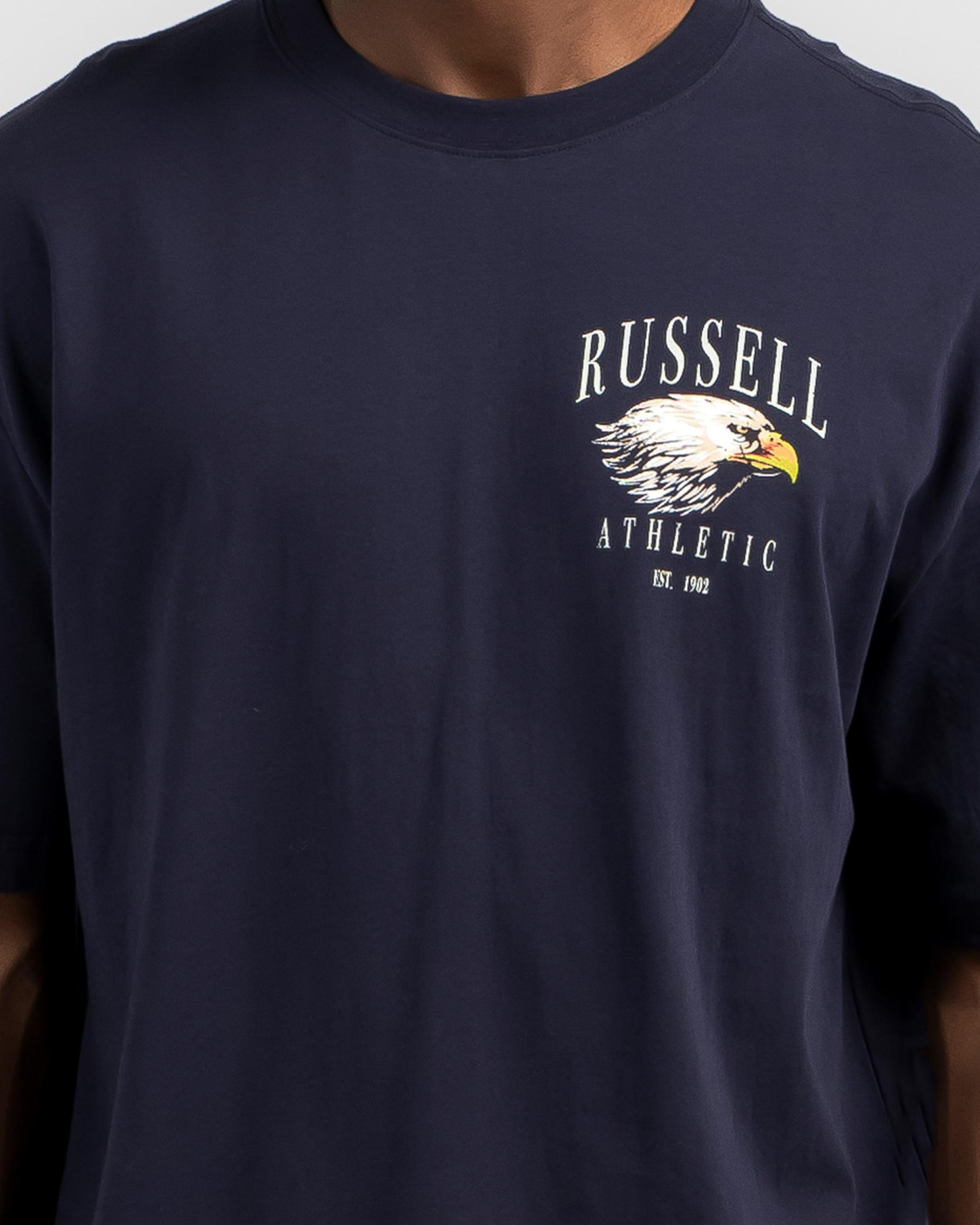 Shop Russell Athletic Vintage VRod TShirt In Michigan Navy Fast