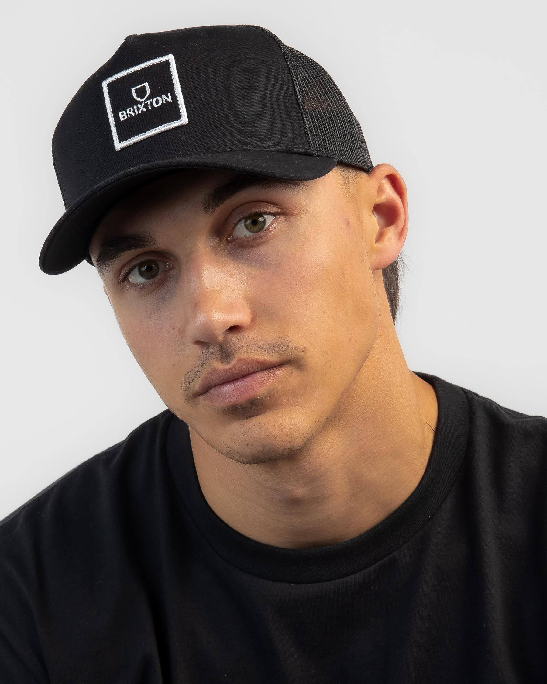 Shop Brixton Alpha Block X C MP Mesh Cap In Black - Fast Shipping ...