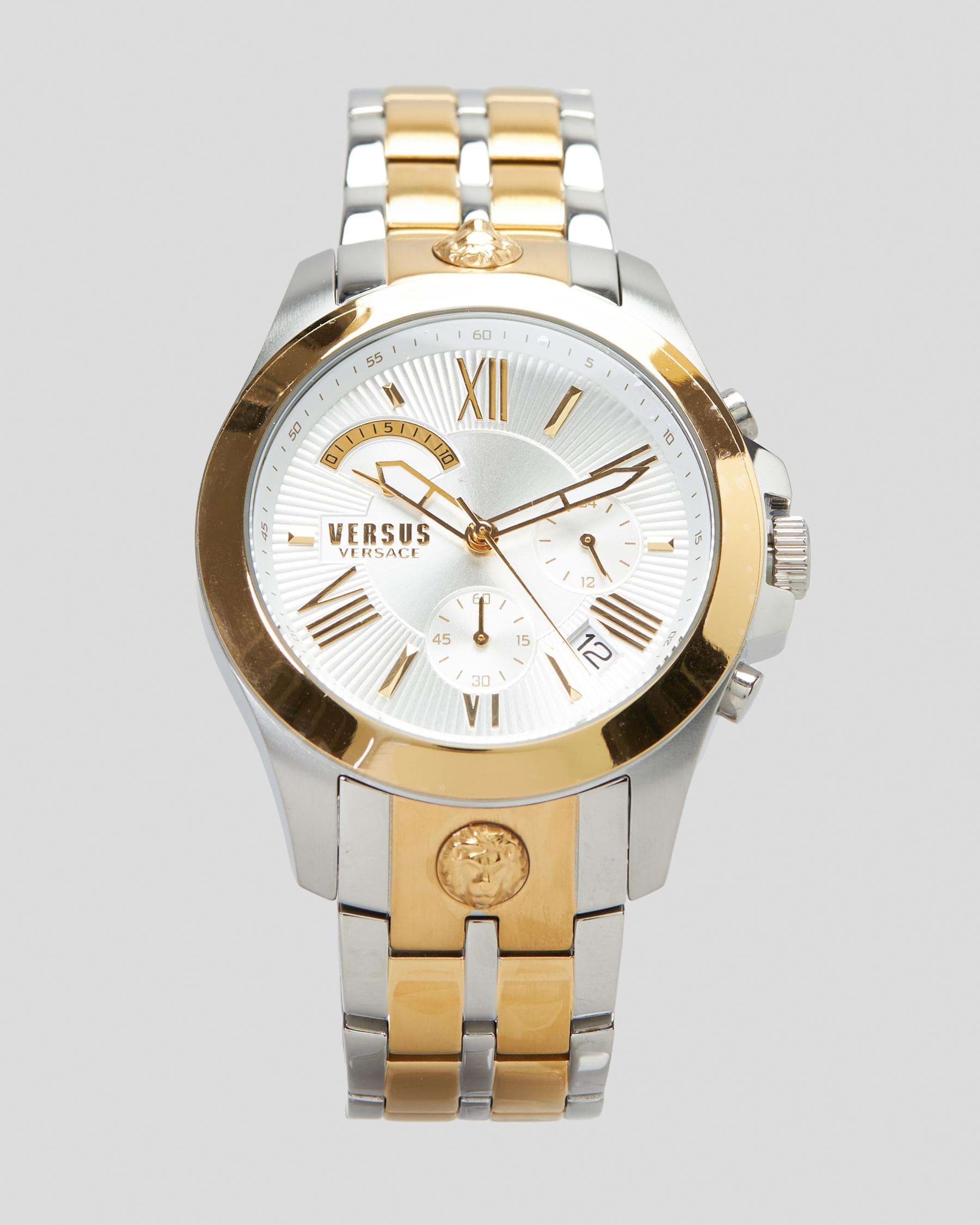 Versus Versace Chrono Lion Watch In Two Tone Gold / Silver - Fast ...