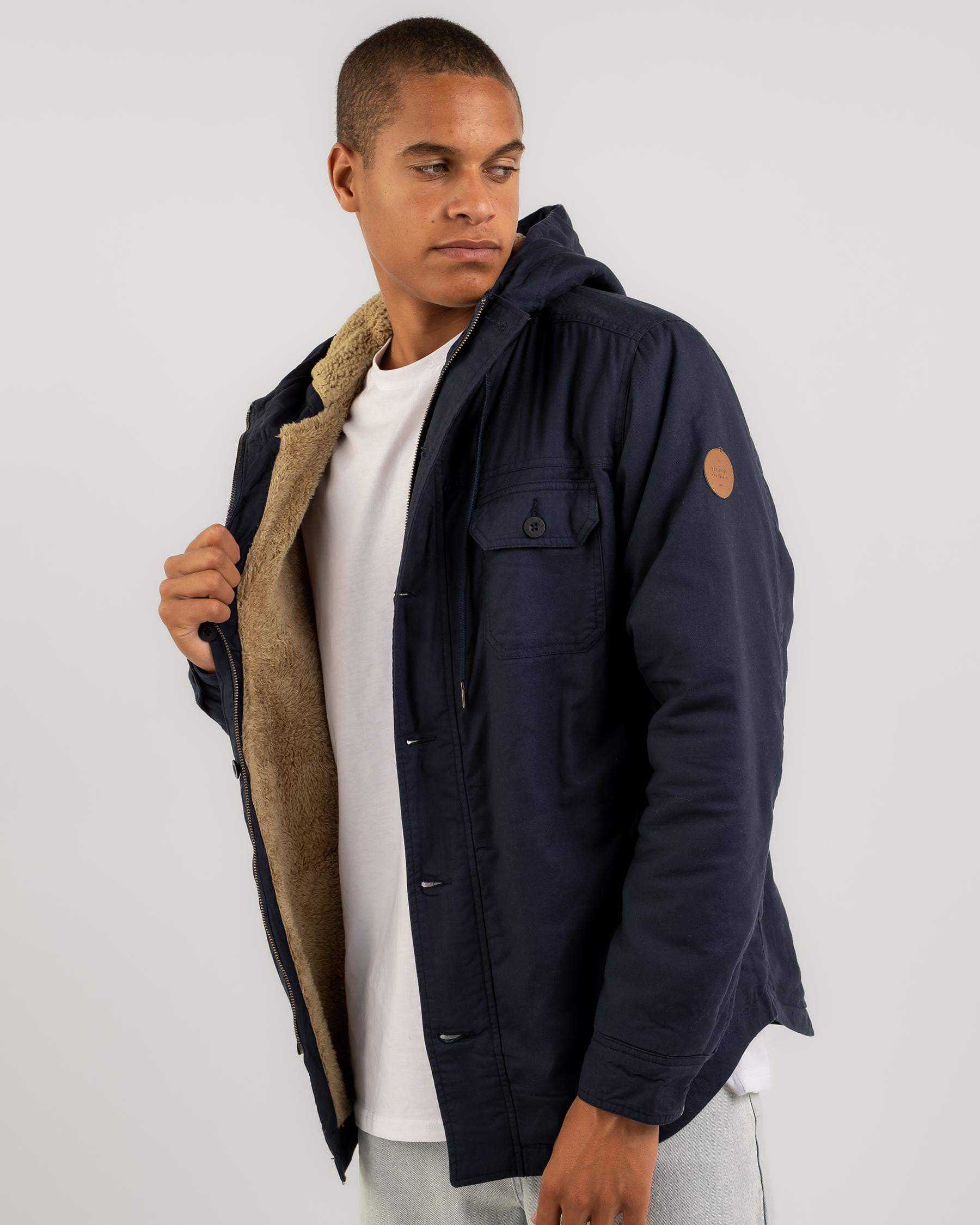 Shop Rip Curl Gibbos Hooded Jacket In Dark Navy - Fast Shipping & Easy ...