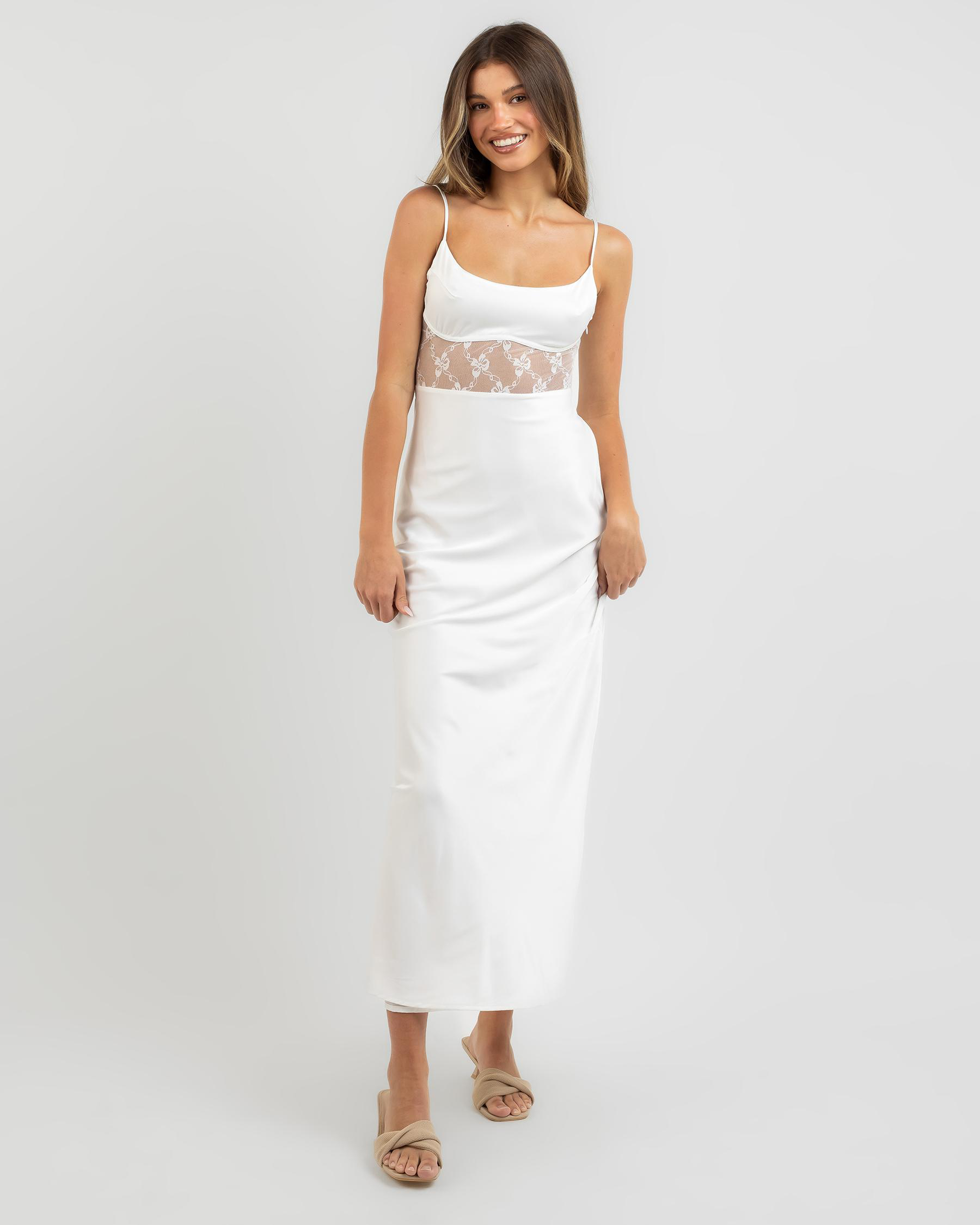 Mylah Maxi Dress in White Linen Blend