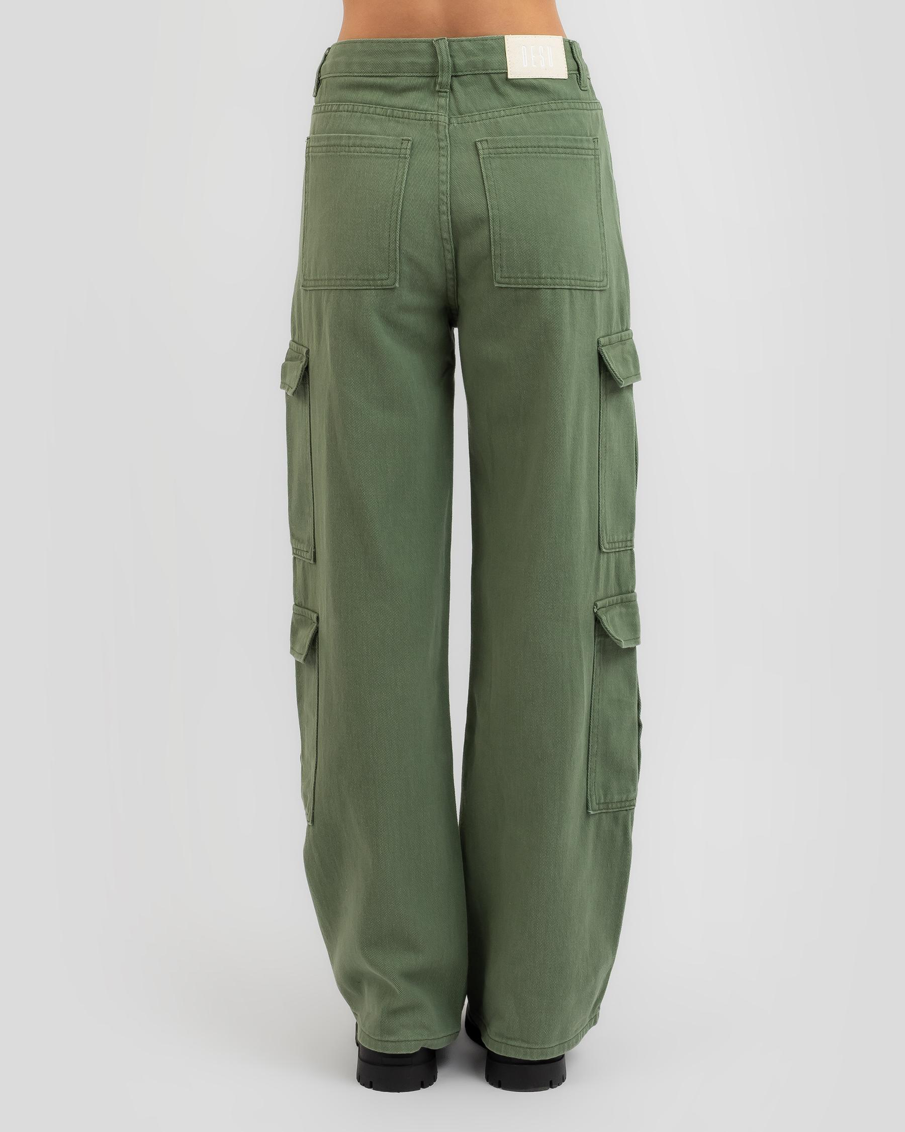 Shop DESU Banks Cargo Jeans In Khaki Fast Shipping & Easy Returns