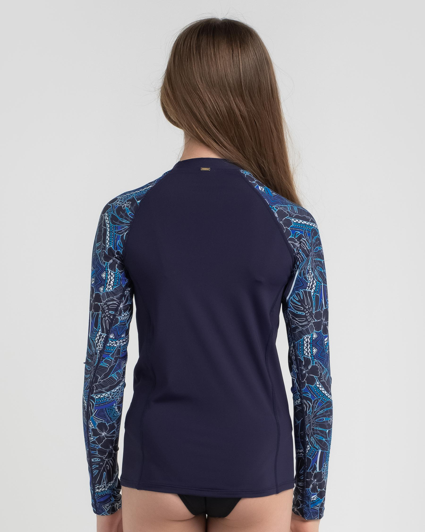 Shop Topanga Girls' Atlas Long Sleeve Rash Vest In Ink Fast Shipping