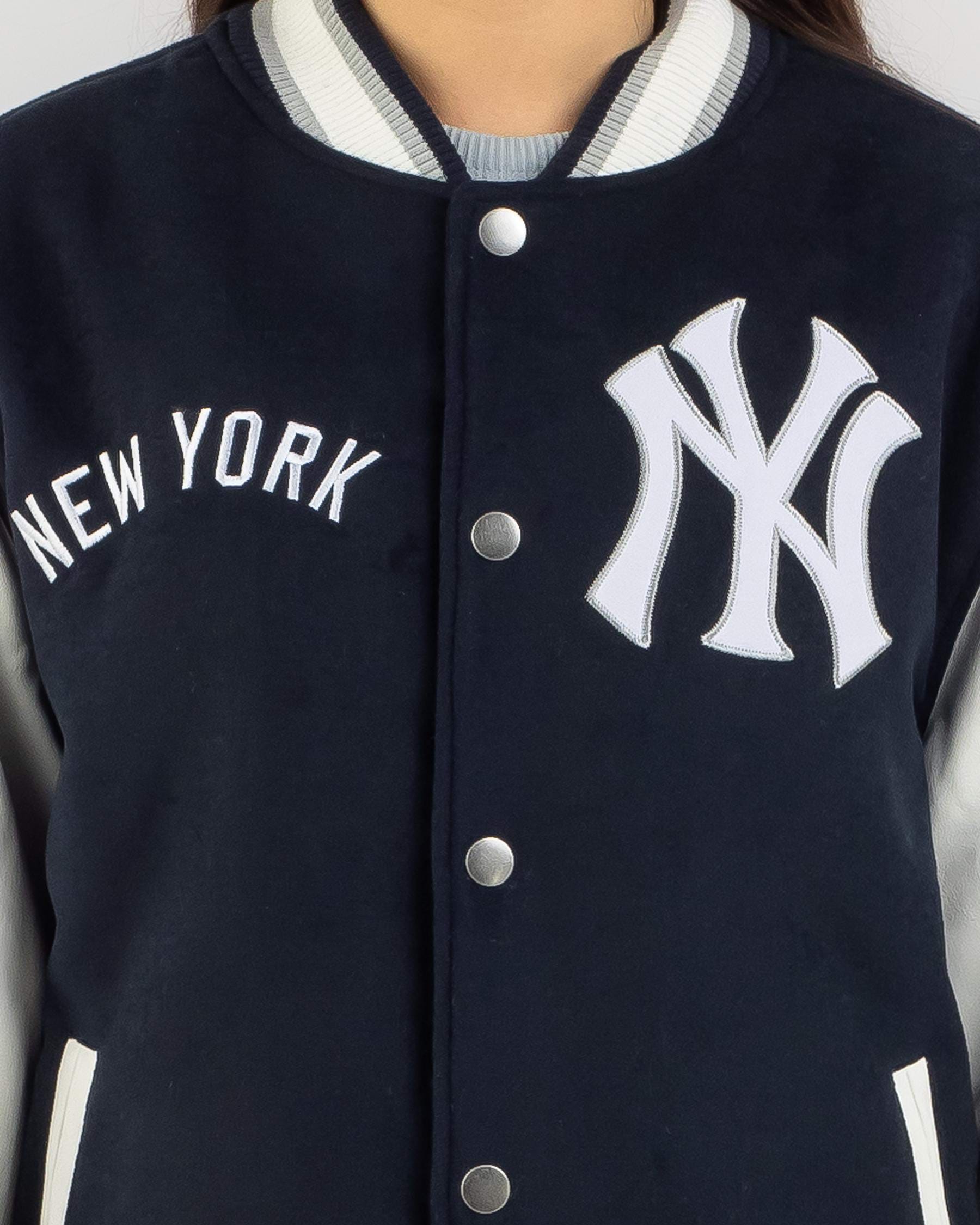 Majestic NY Yankees Letterman Jacket In Midnight Blue - Fast Shipping ...