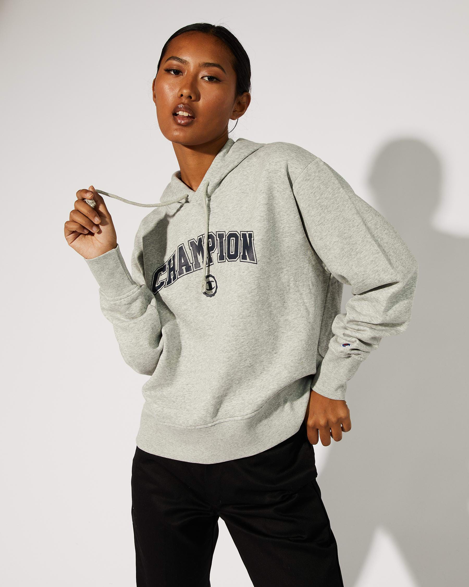 Champion Sporty Hoodie In Oxford Heather - Fast Shipping & Easy Returns ...