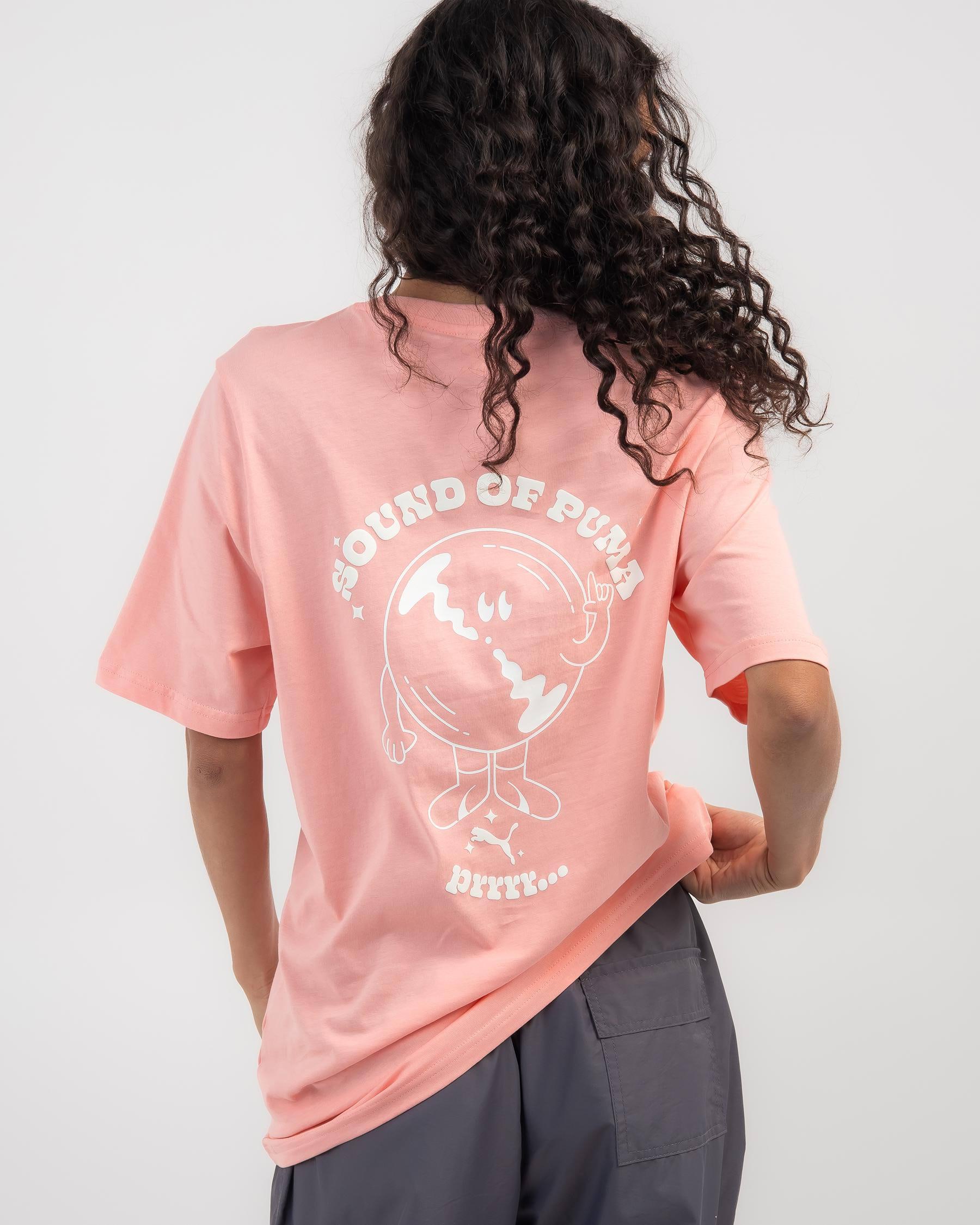 Puma Graphics Sound of Puma T-Shirt In Peach Smoothie - FREE* Shipping &  Easy Returns - City Beach New Zealand