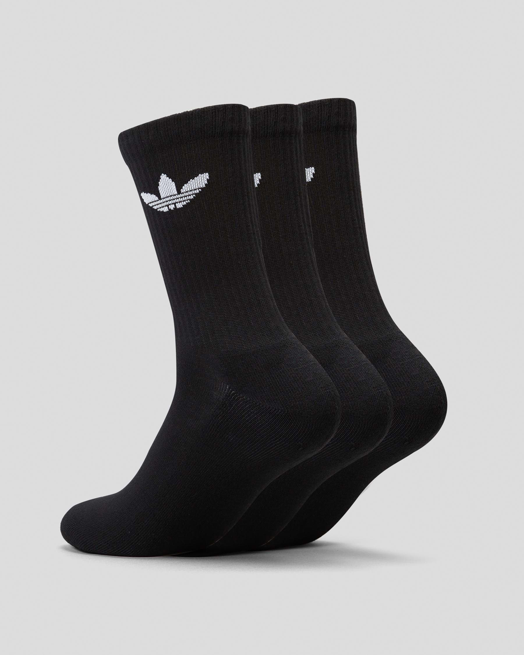 Adidas Trefoil Crew Sock 3 Pack In Black - Fast Shipping & Easy Returns ...