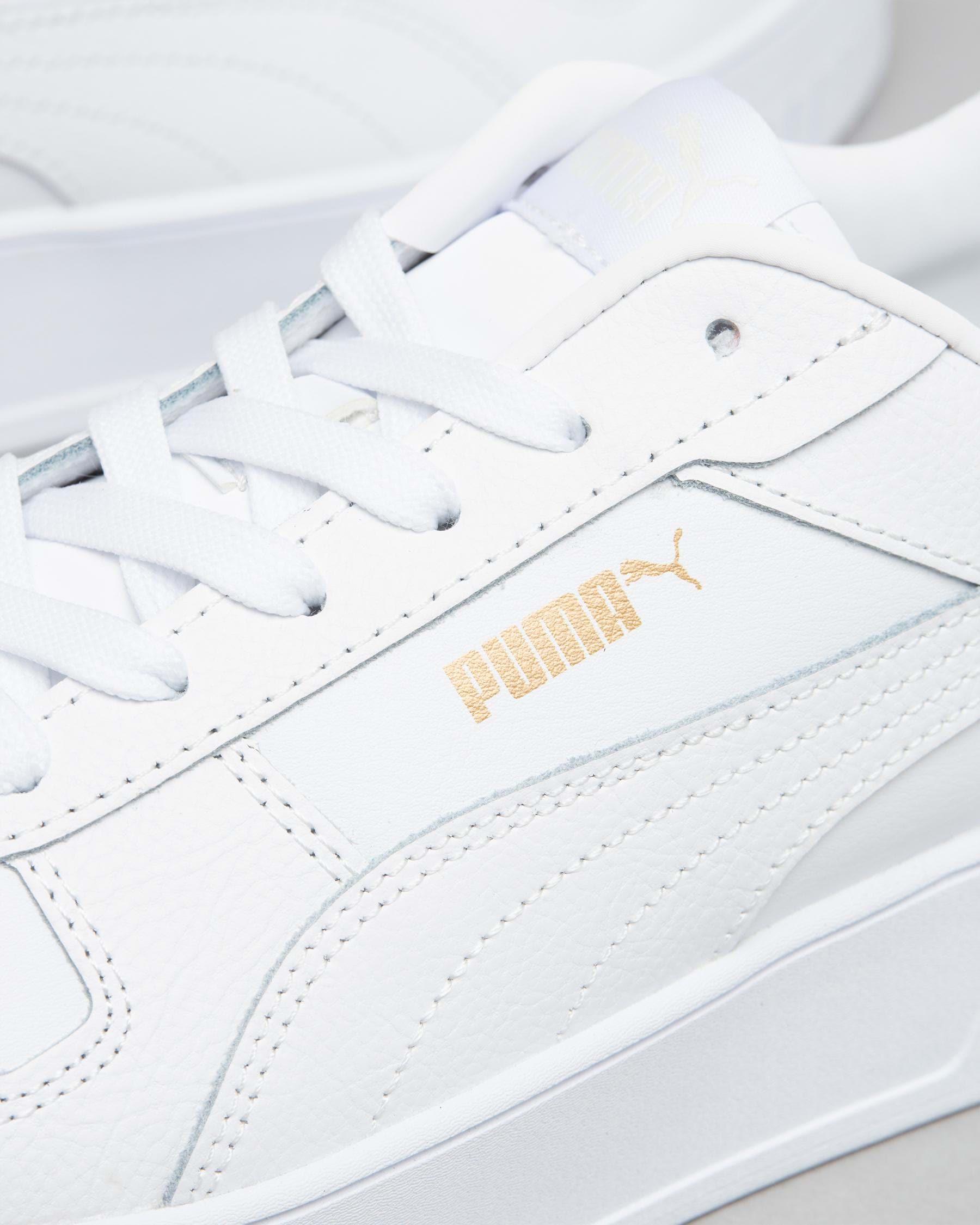 Shop Puma Womens Carina Street Shoes In Puma White/puma White/puma Gold ...