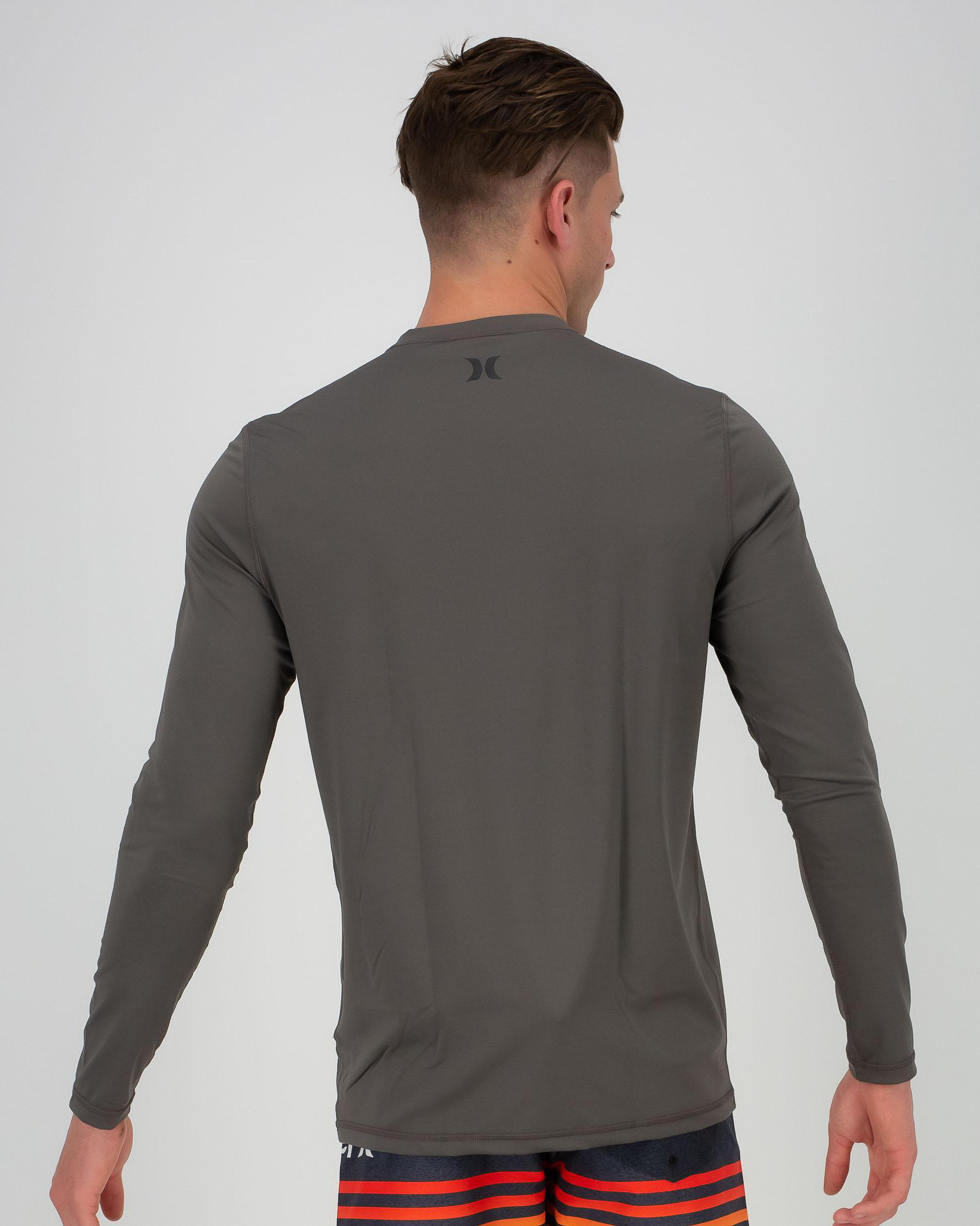Shop Hurley One & Only Long Sleeve Rash Vest In Iron Grey Fast