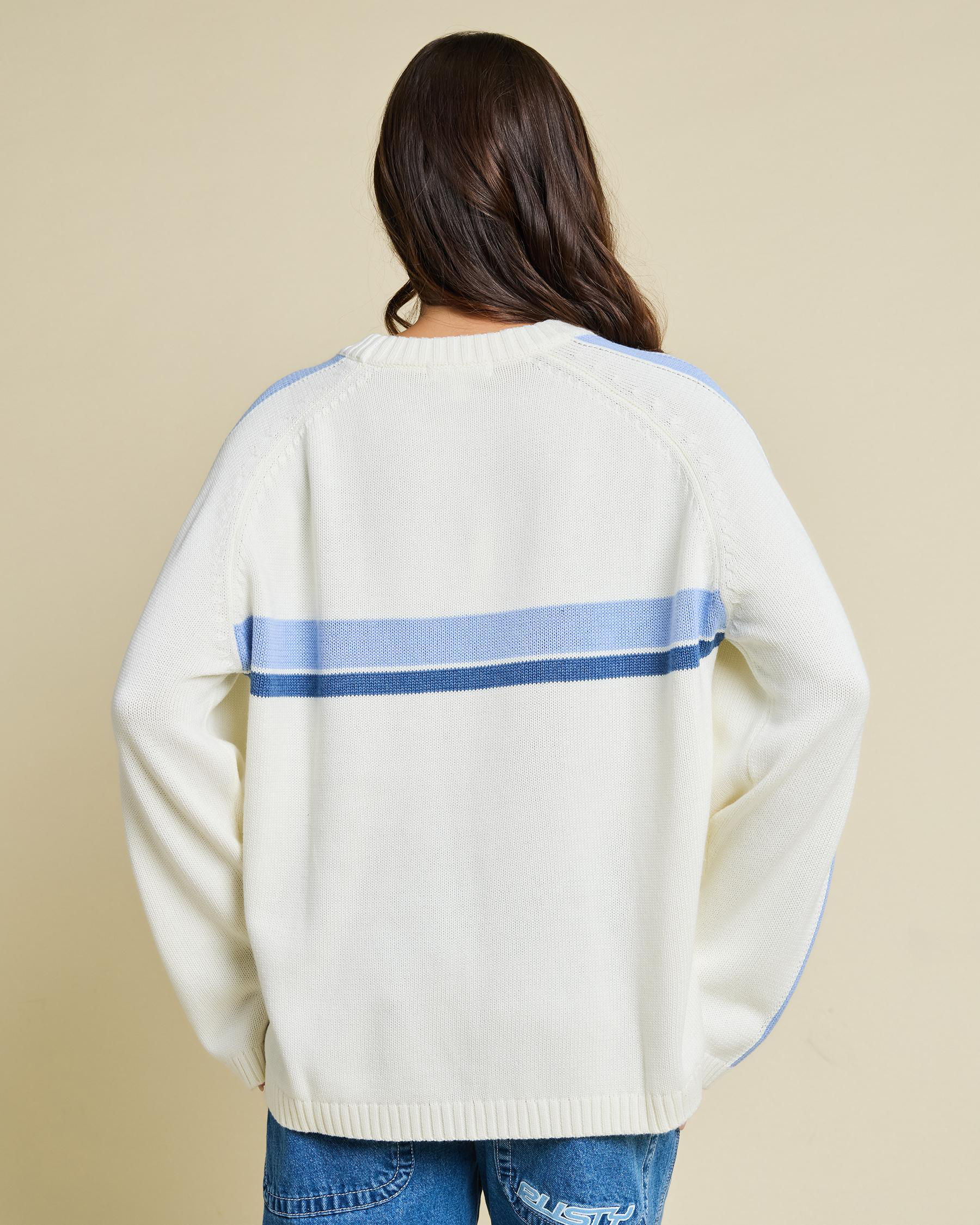 Shop Rusty White Lines Crew Neck Knit Jumper In Coconut Cream - Fast ...
