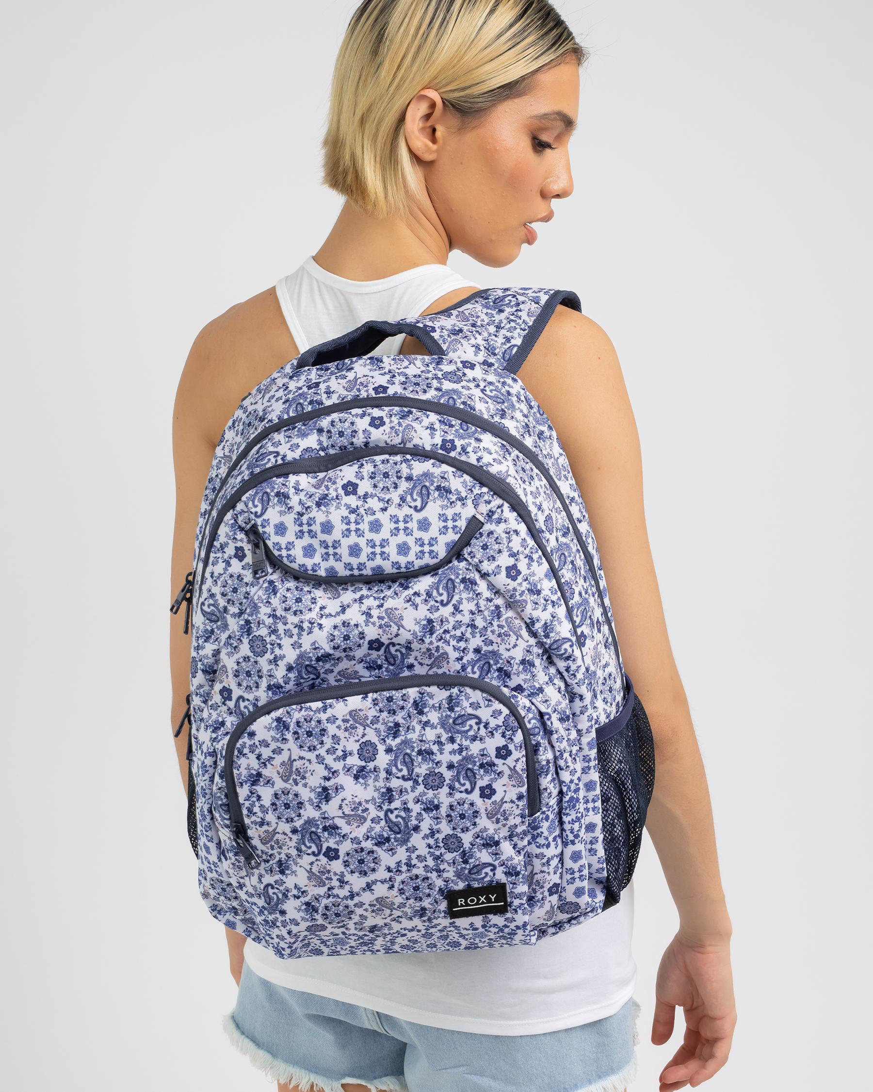 Roxy Shadow Swell Backpack In Bright White Paisley Party - FREE Roxy Shadow Swell Backpack In Bright White Paisley Party - FREE