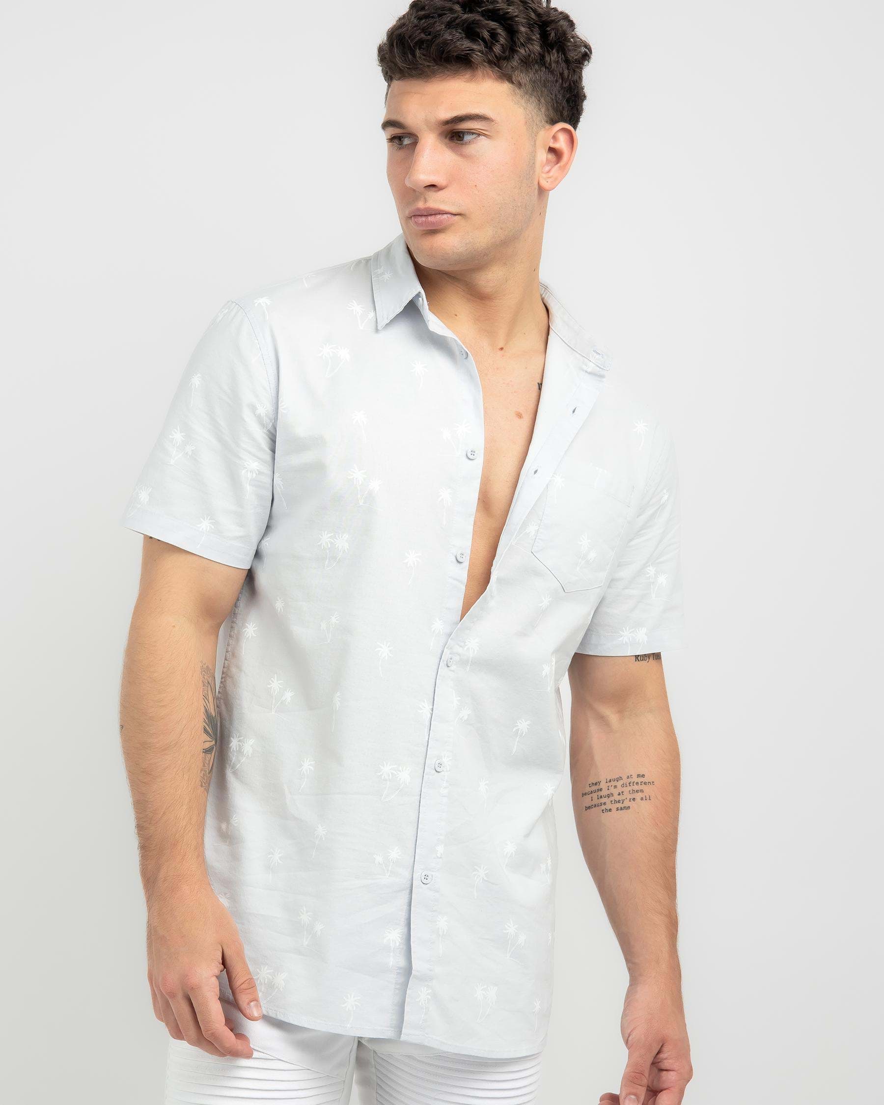 Lucid Palmy Short Sleeve Shirt In Dusty Blue - Fast Shipping & Easy ...