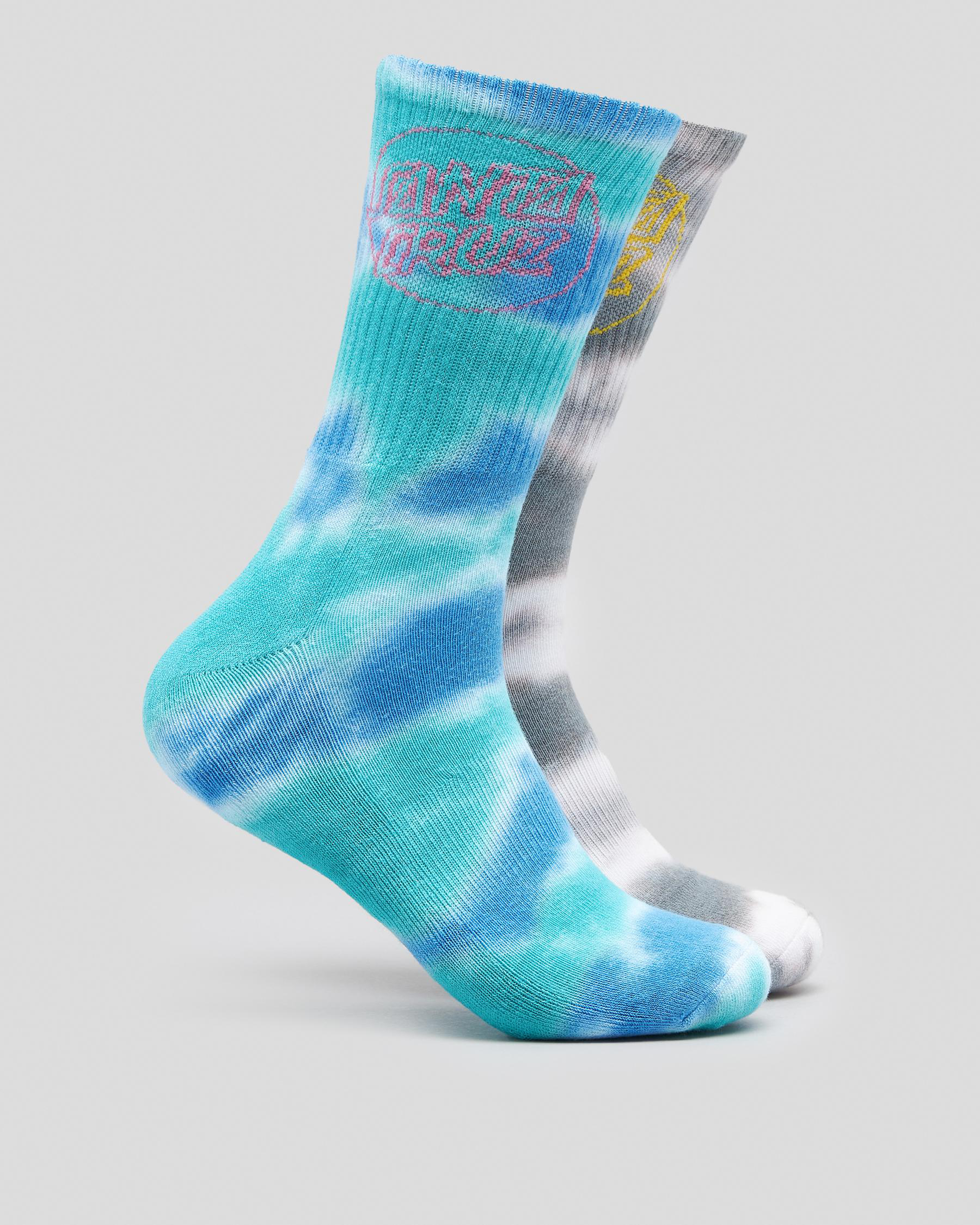 Santa Cruz Opus Dot Tie Dye Crew Socks 2 Pack In Multi FREE* Shipping