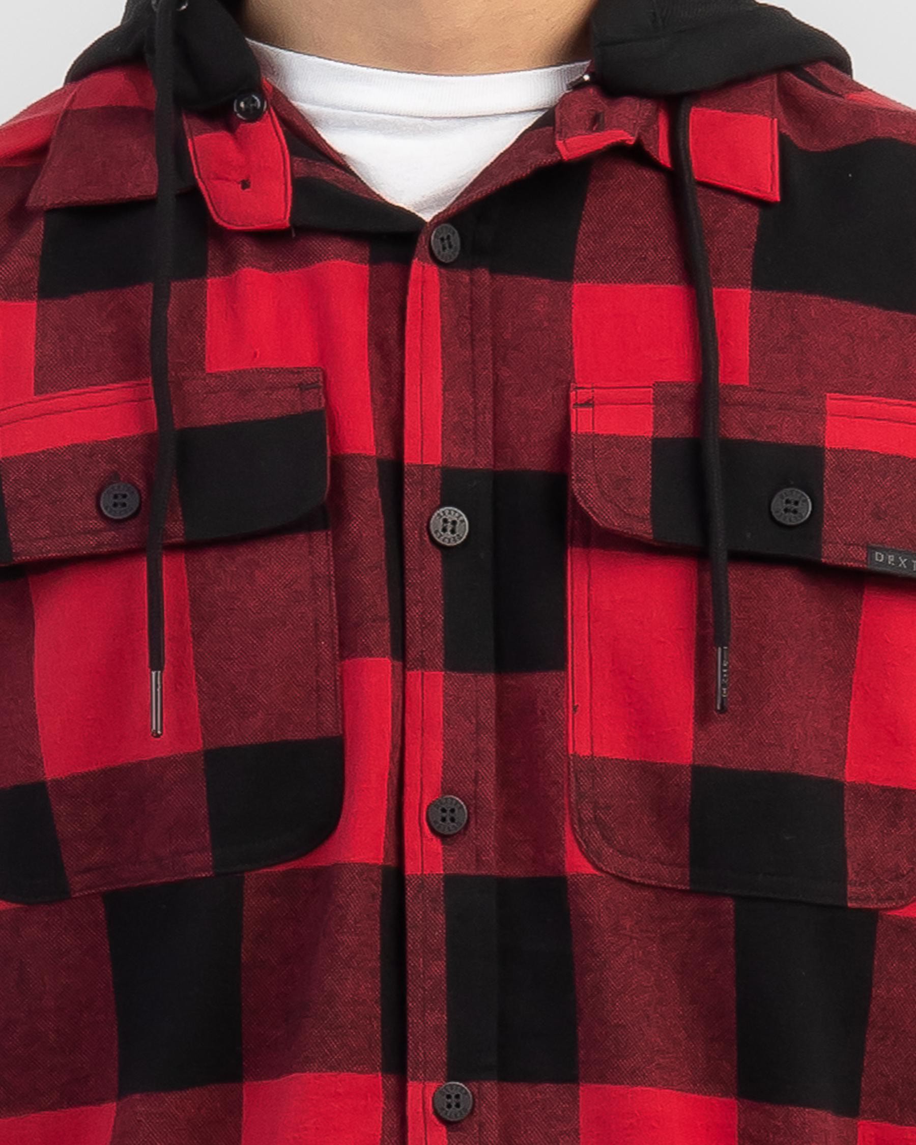 Dexter Chaser Hooded Flanno In Red/ Black Check - Fast Shipping & Easy ...