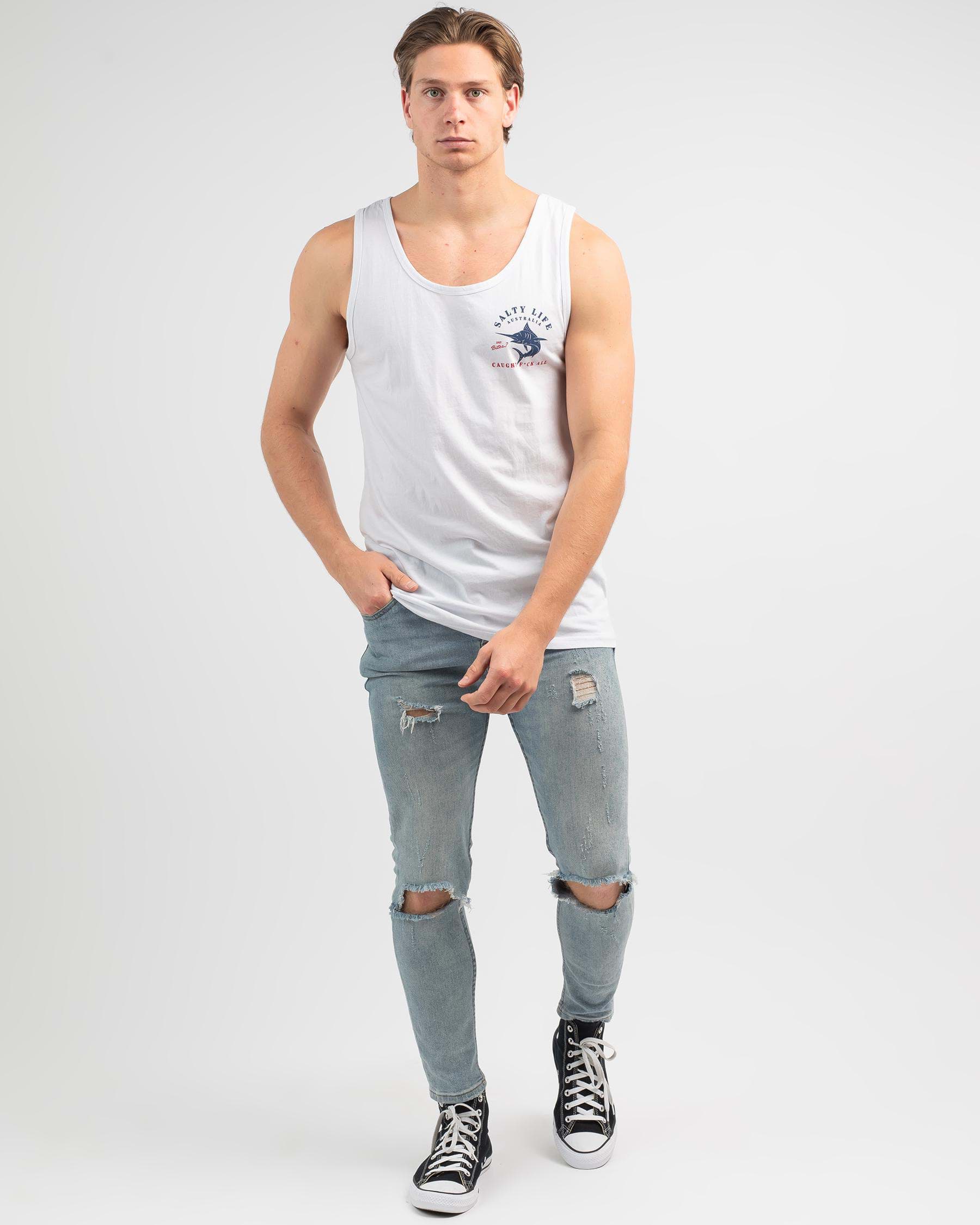 Shop Salty Life Any Bites Singlet In White - Fast Shipping & Easy ...