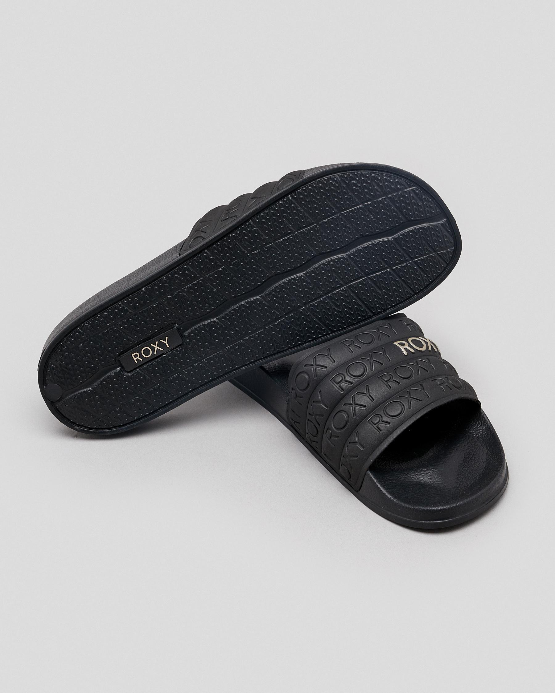 roxy black slides