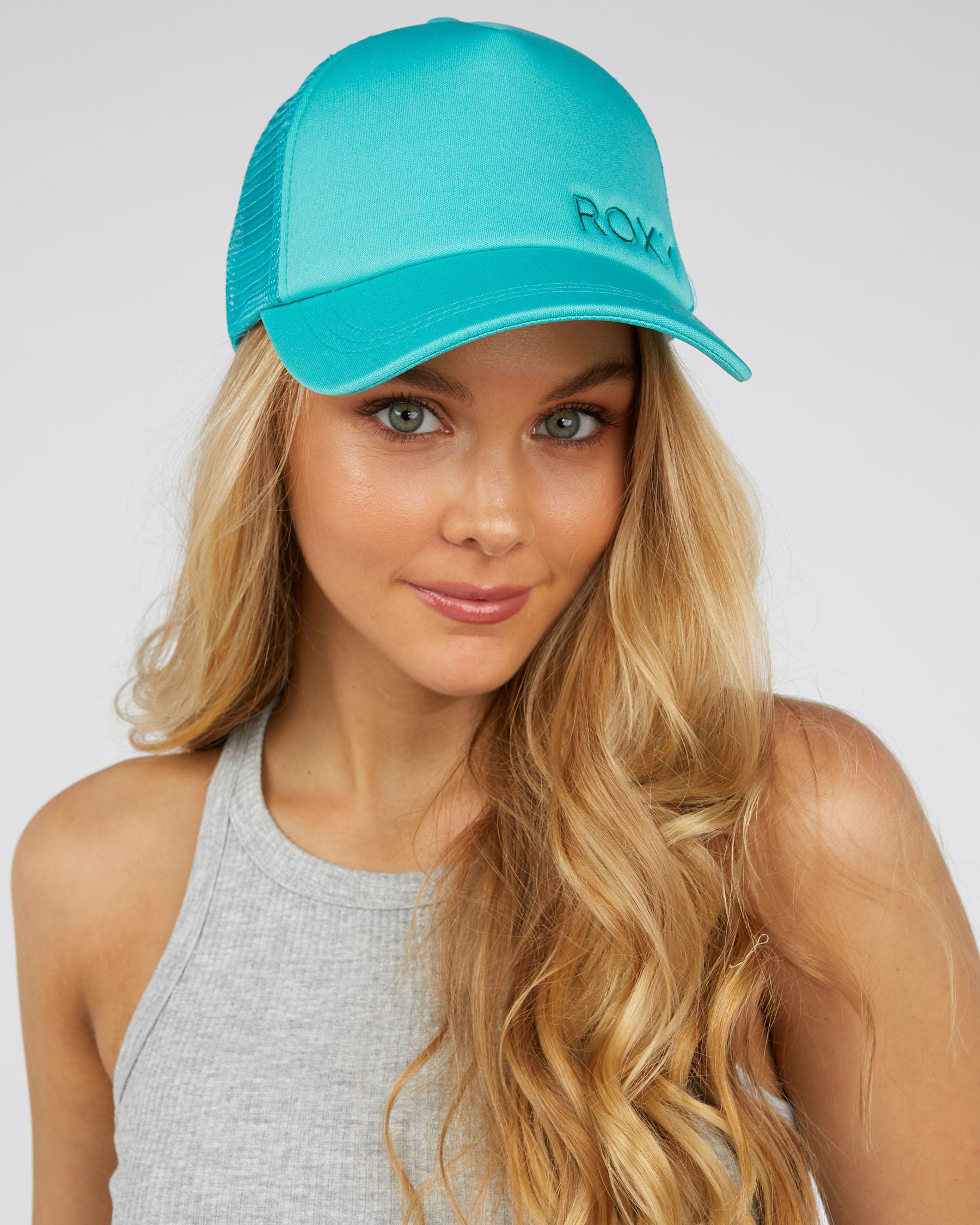 Shop Roxy Finish Line 2 Trucker Cap In Bright Aqua Fast Shipping