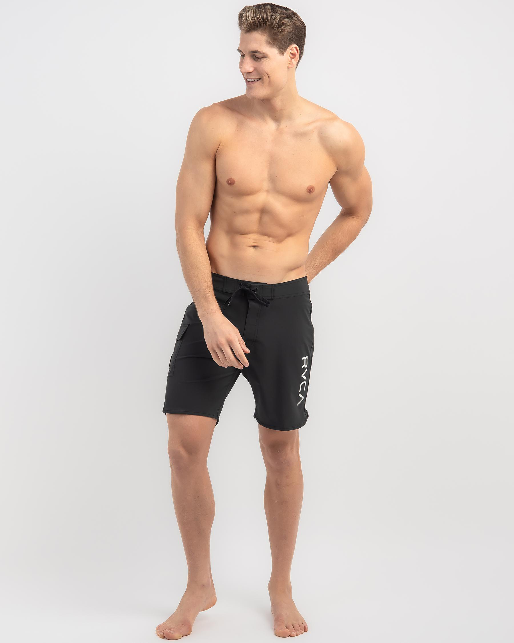 Shop RVCA Eastern Trunk Board Shorts In All Black Fast Shipping