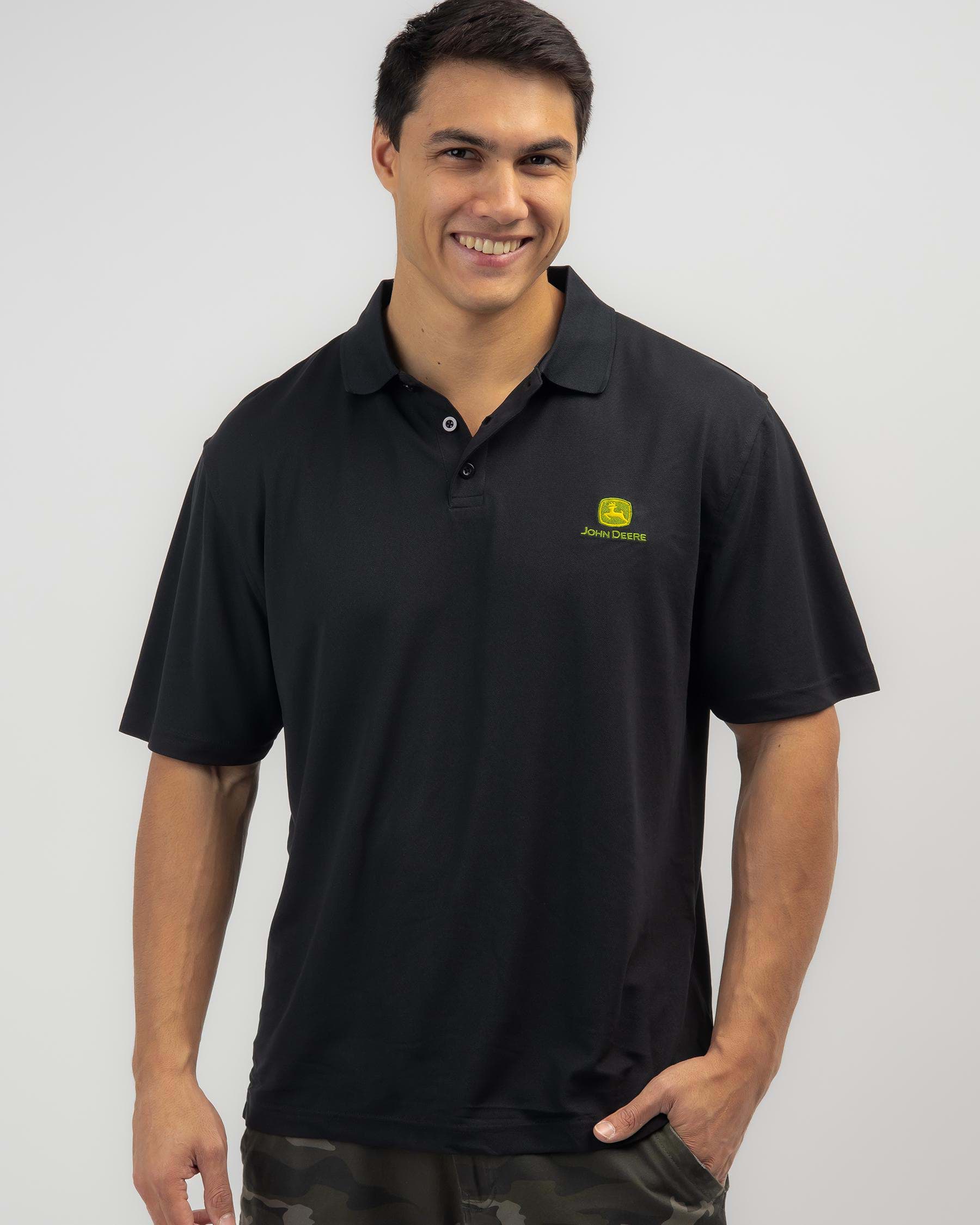 Shop John Deere Polo Shirt In Black - Fast Shipping & Easy Returns ...