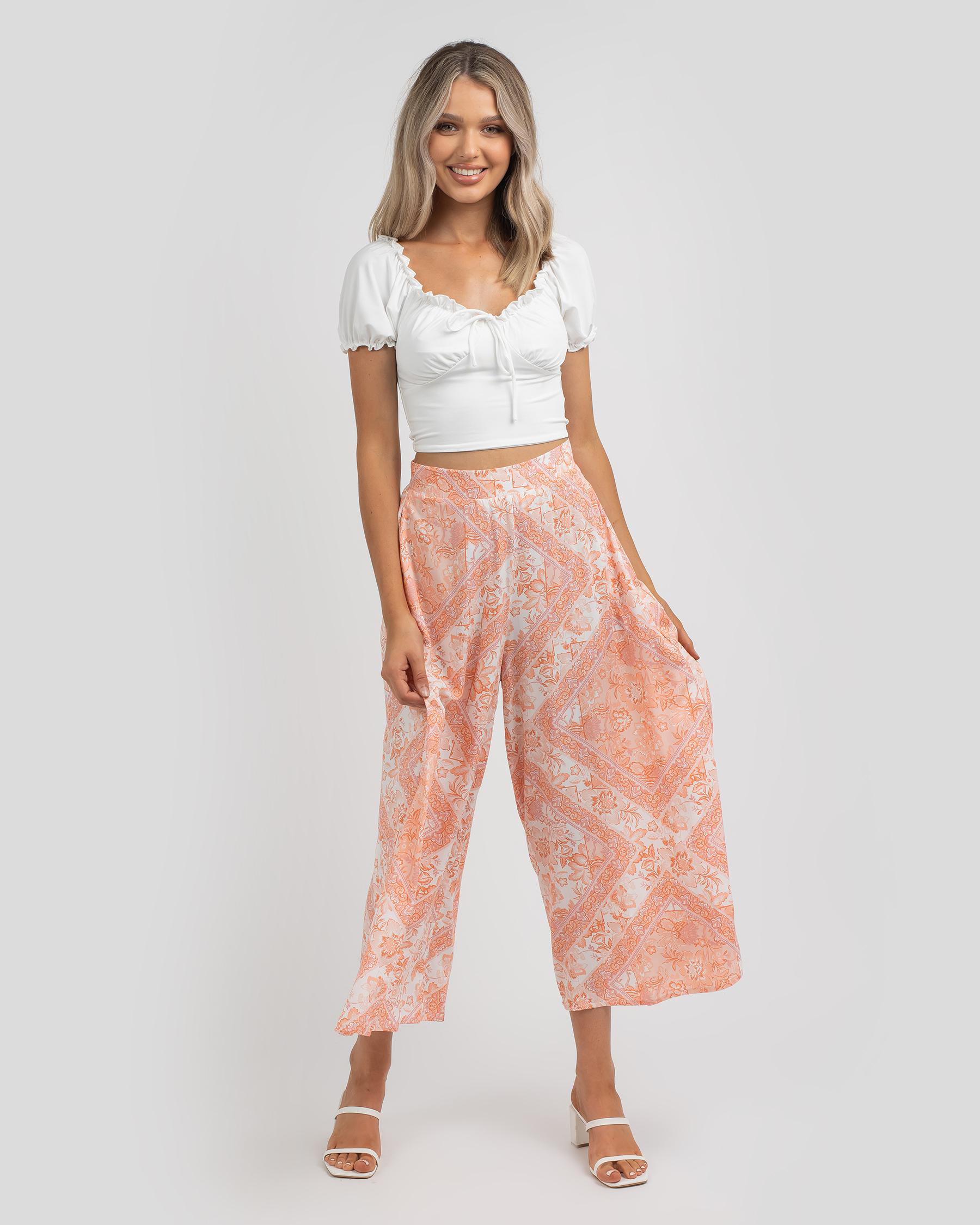 Shop House Of Sienna Trina Beach Pants In Peach Fast Shipping & Easy
