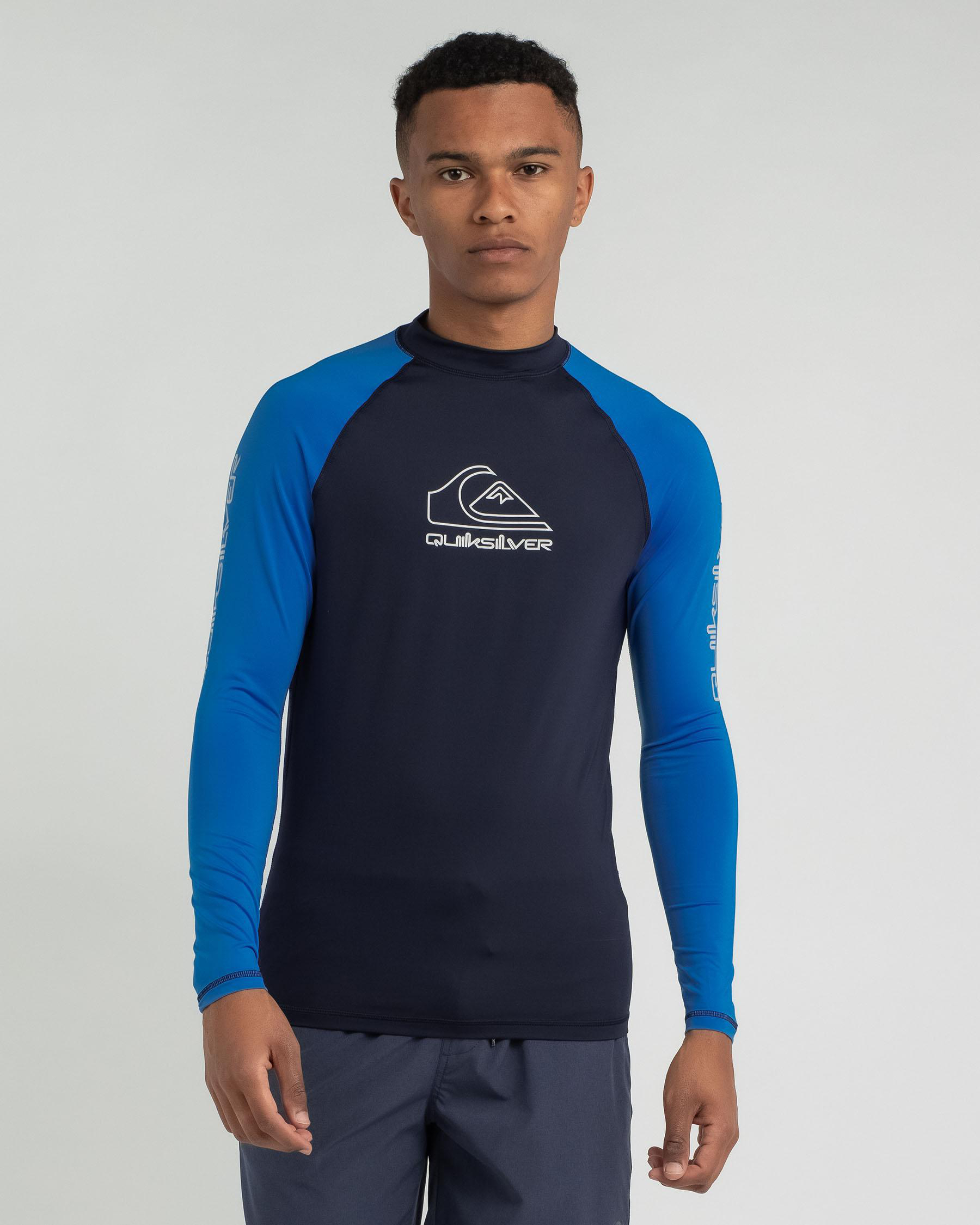 Shop Quiksilver On Tour Long Sleeve Rash Vest In Navy Blazer Fast