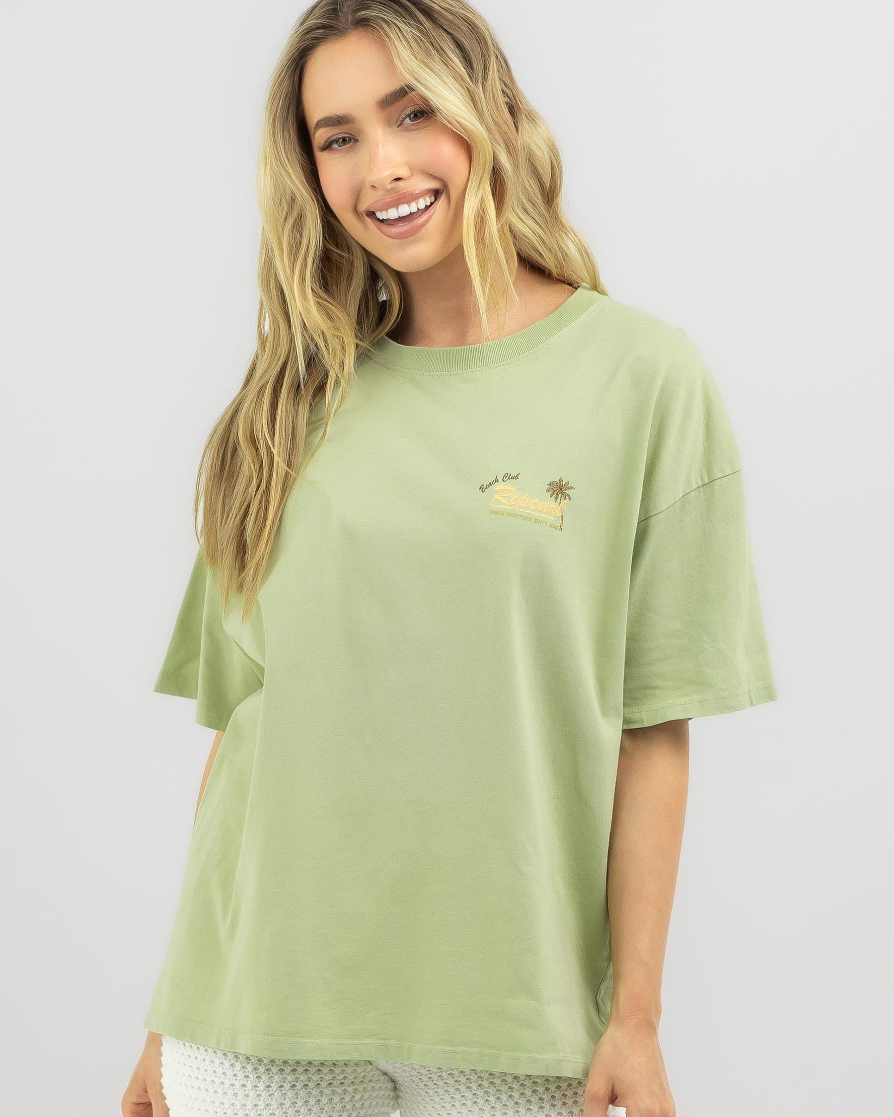 Shop Rip Curl LA Quinta Heritage Cropped T-Shirt In Ripcurl Mid Green ...