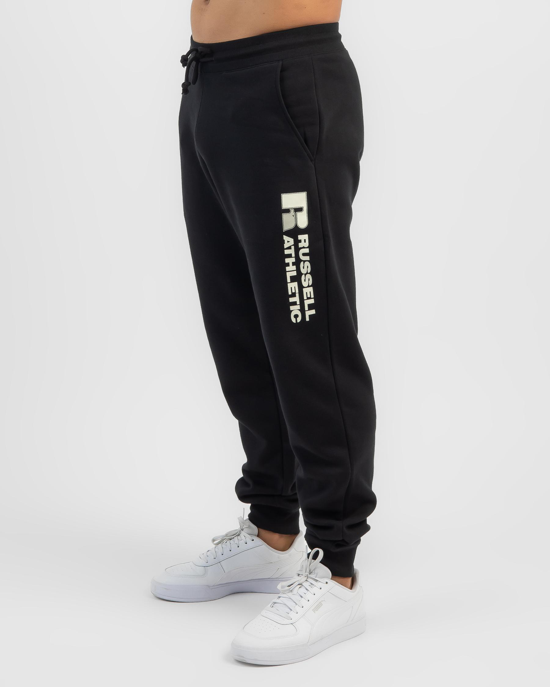 Shop Russell Athletic Originals Bar Logo Cuff Track Pants In Black Fast Shipping & Easy