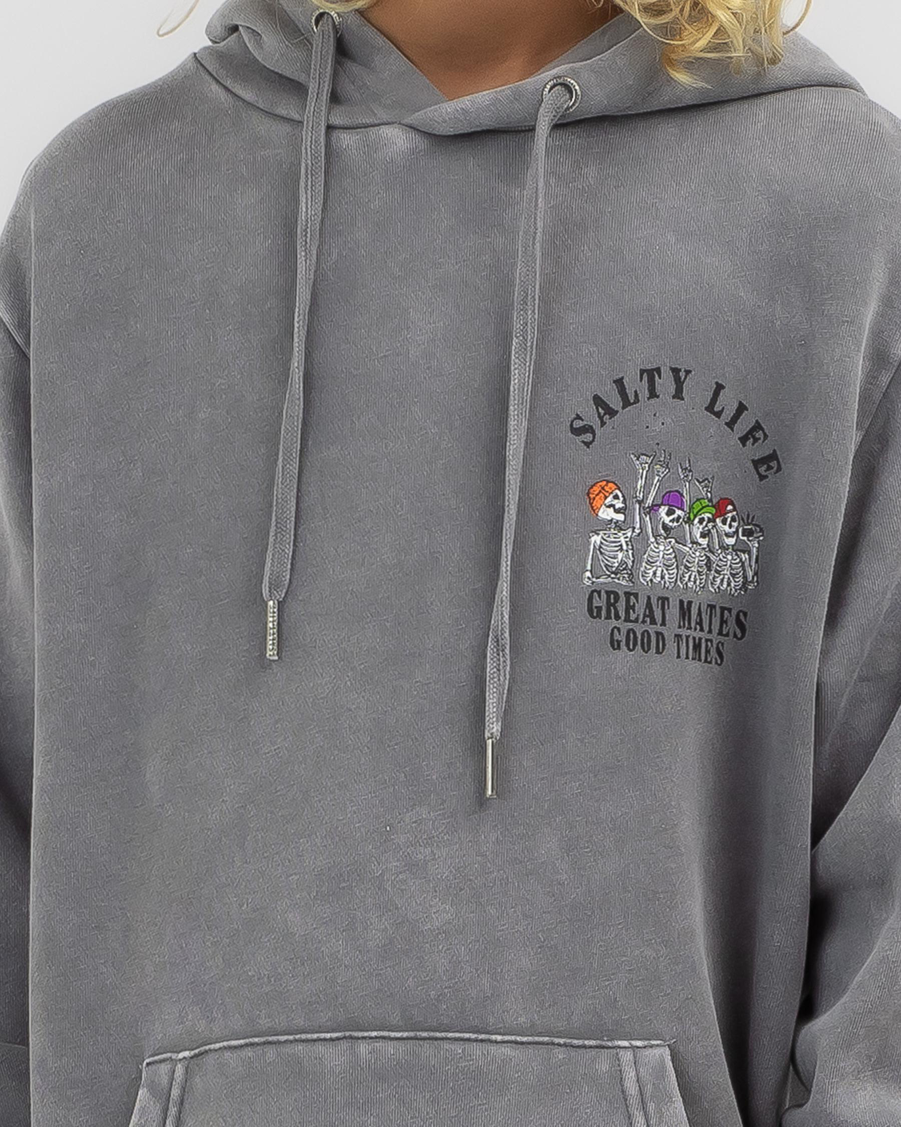 Shop Salty Life Boys' Good Times Hoodie In Lt Grey Acid Fast Shipping