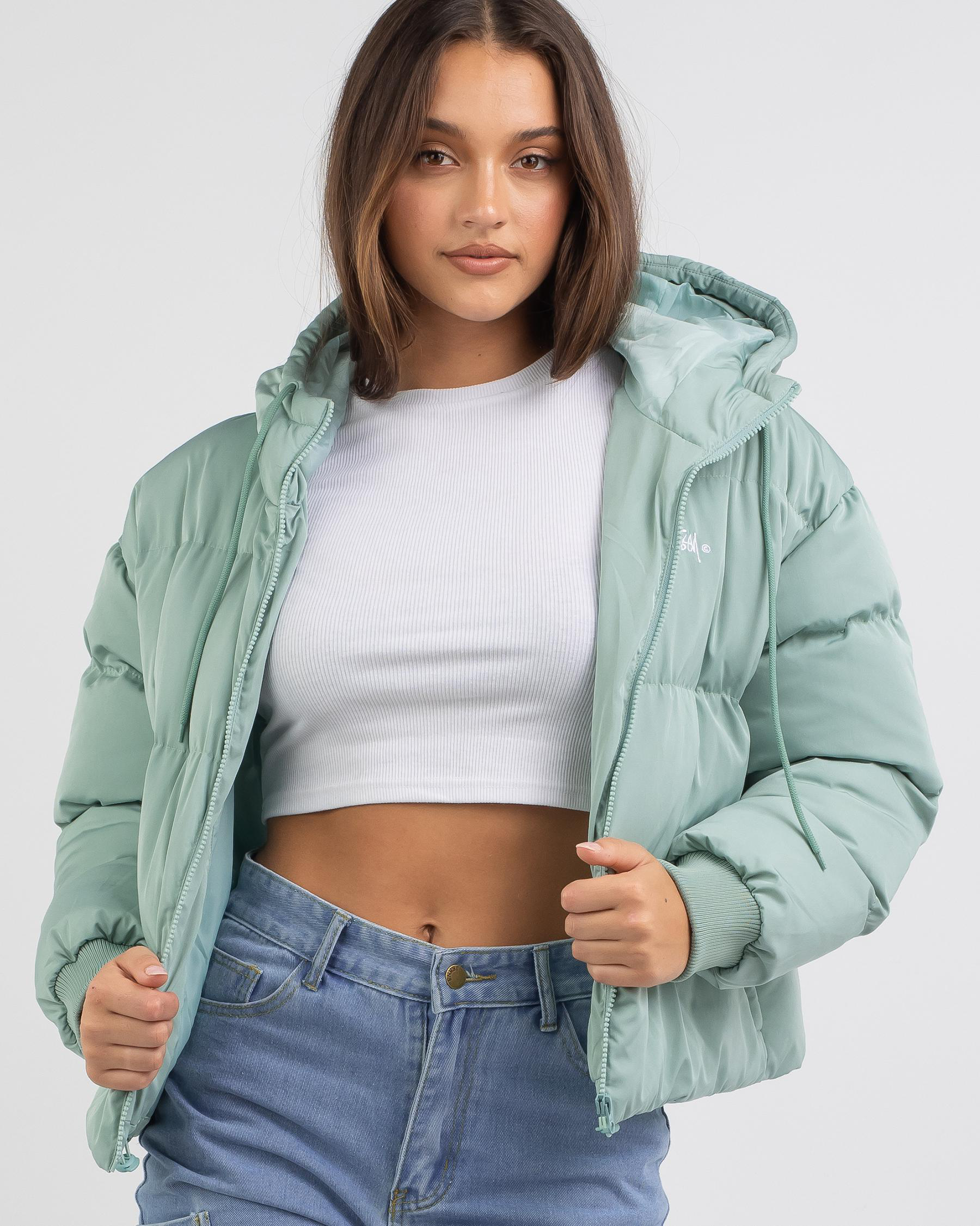 Stussy Graffiti Hooded Puffer Jacket In 
