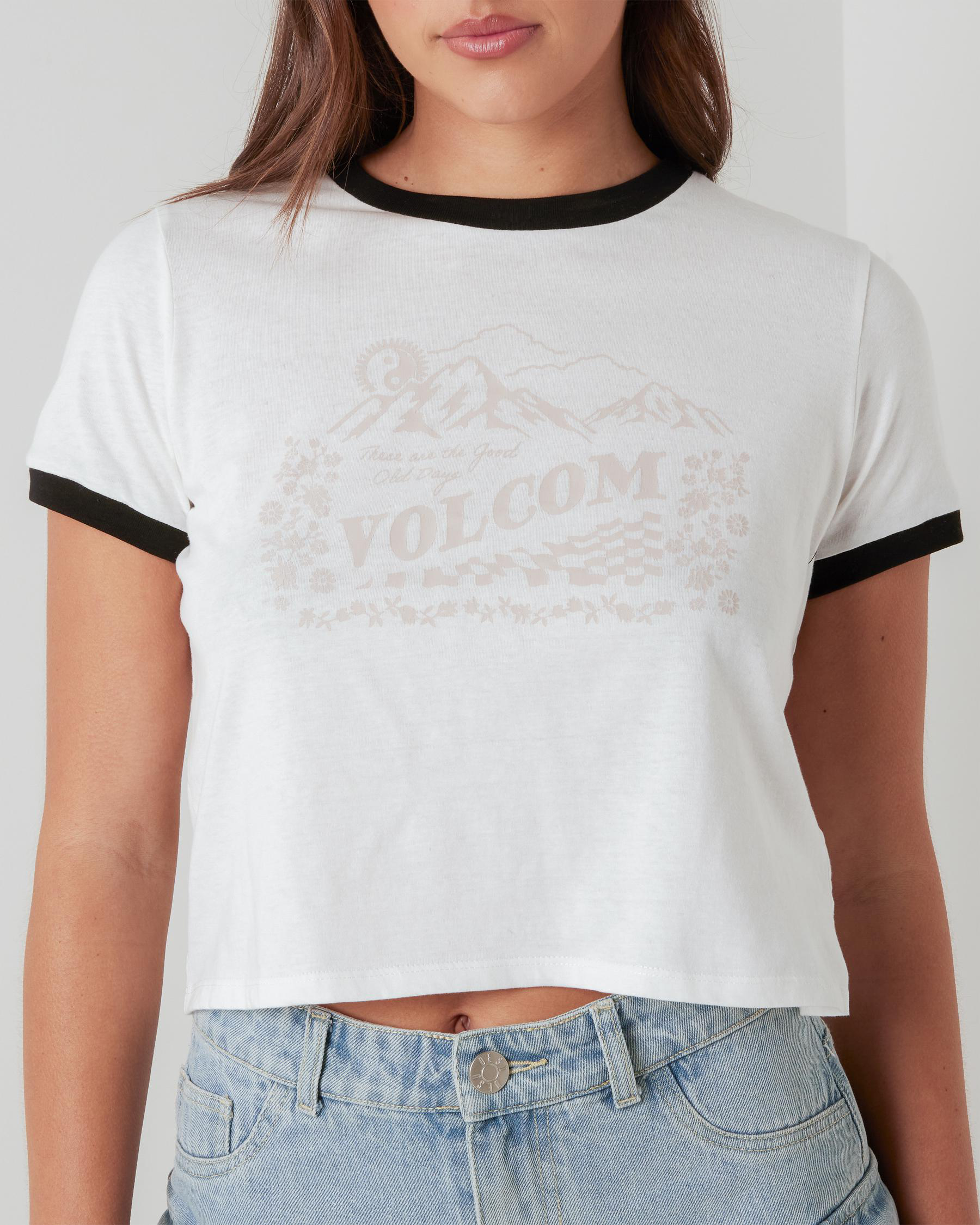 Shop Volcom Meet Me There Ringer Tee In Star White - Fast Shipping ...