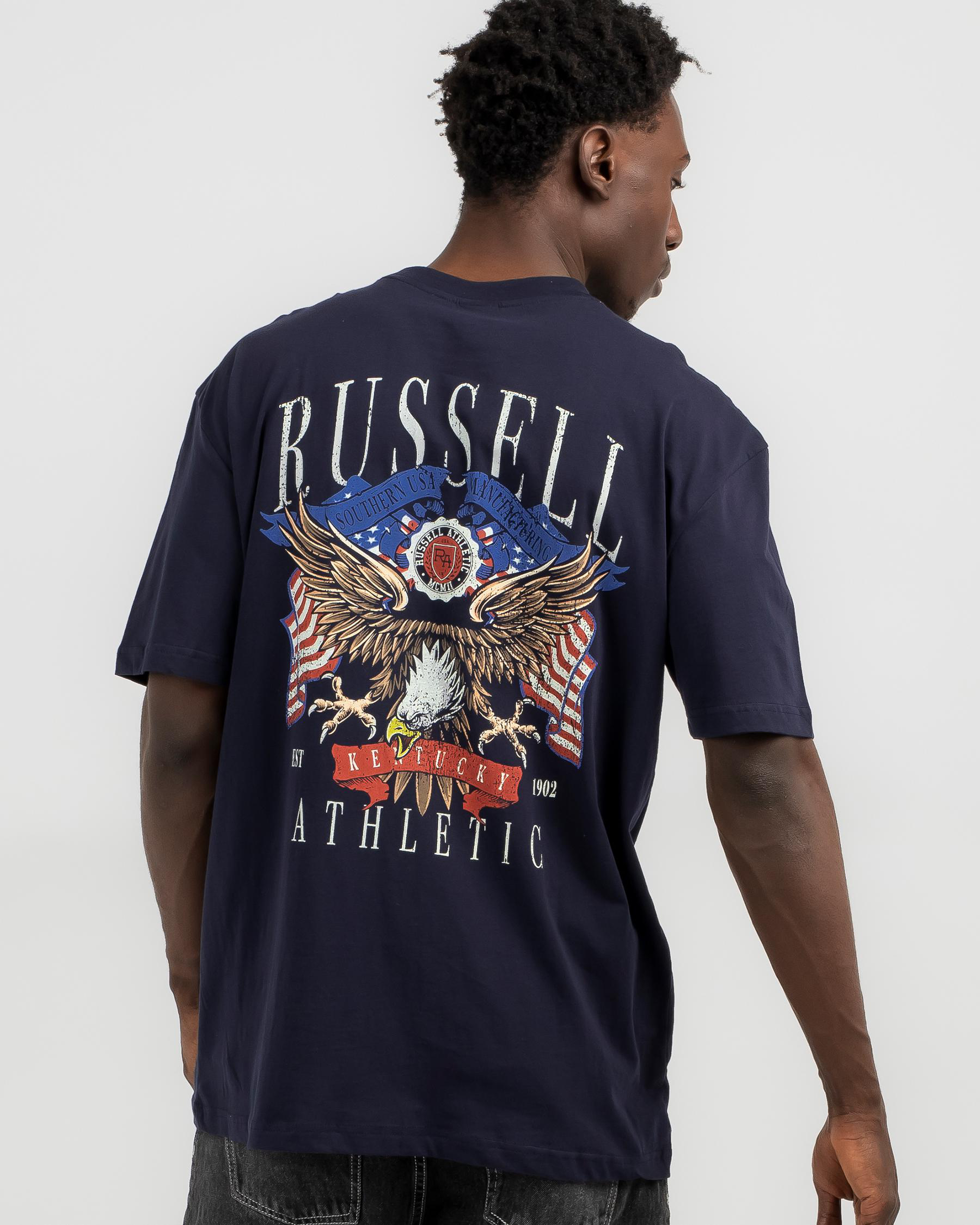 Shop Russell Athletic Vintage VRod TShirt In Michigan Navy Fast