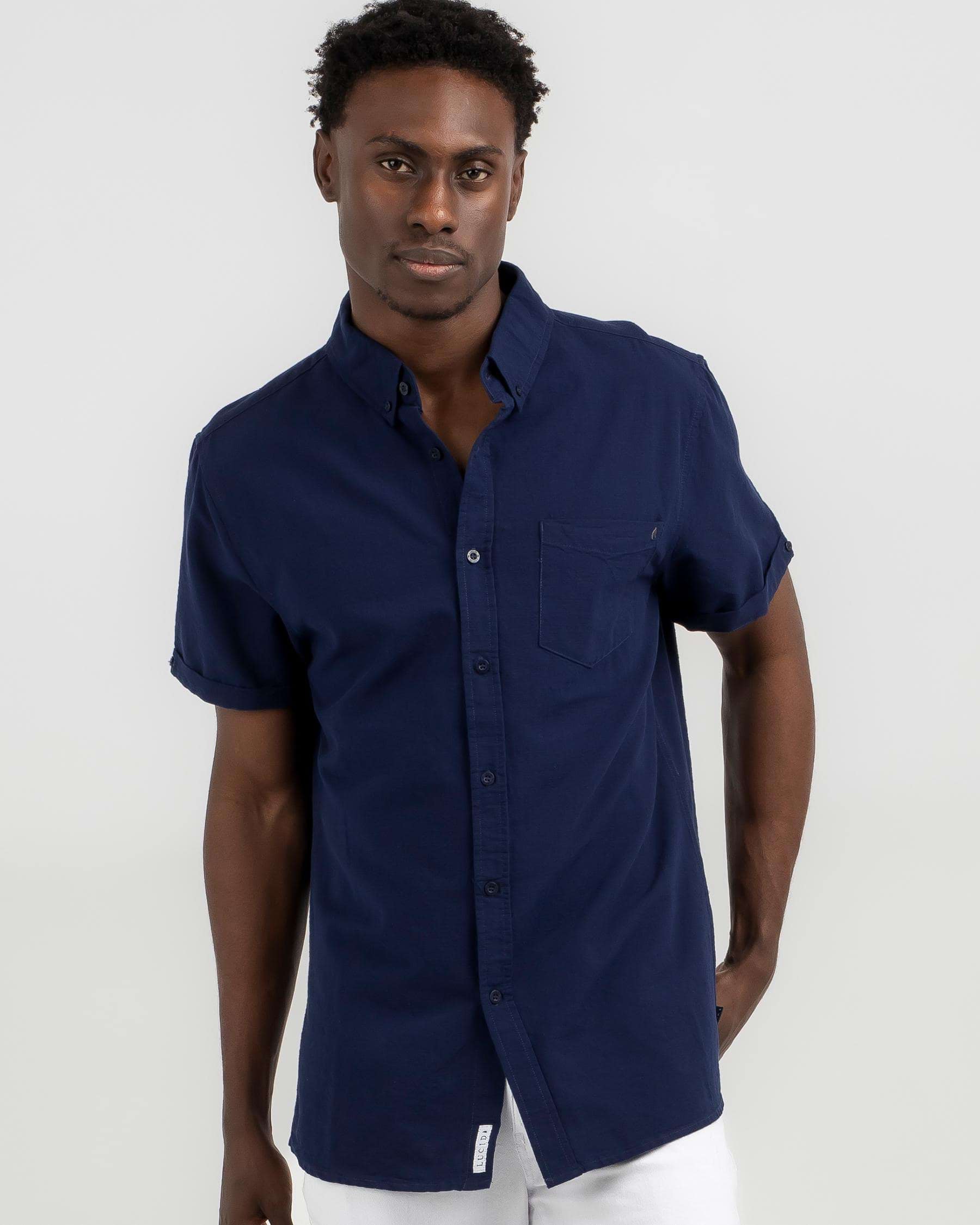 Shop Lucid Virtuous Short Sleeve Shirt In Navy - Fast Shipping & Easy ...