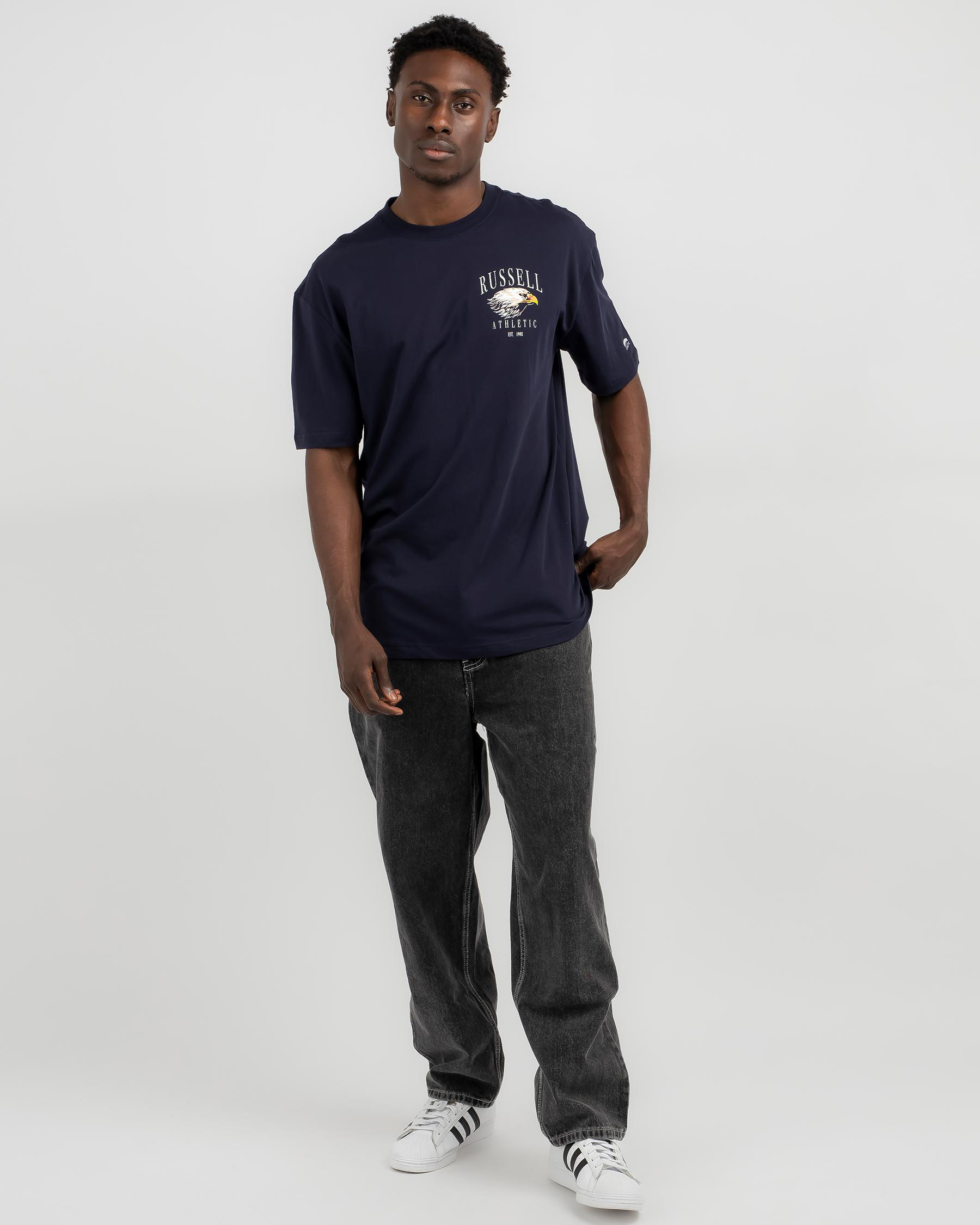 Shop Russell Athletic Vintage VRod TShirt In Michigan Navy Fast