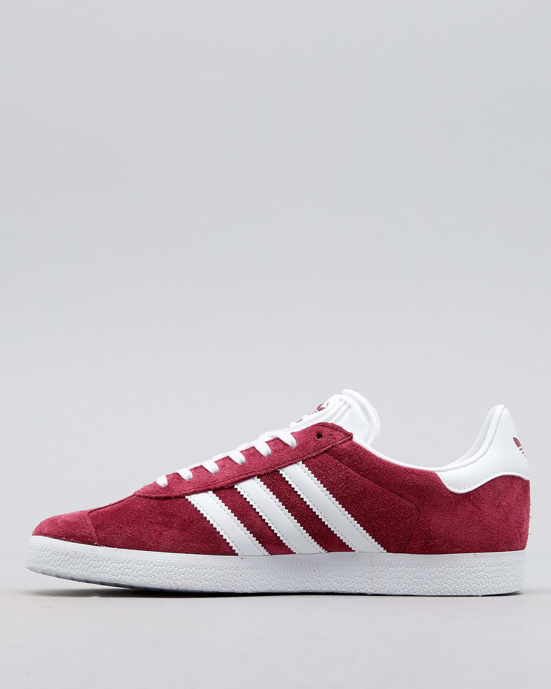 Shop adidas Womens Gazelle Shoes In Burgundy/white - Fast Shipping ...