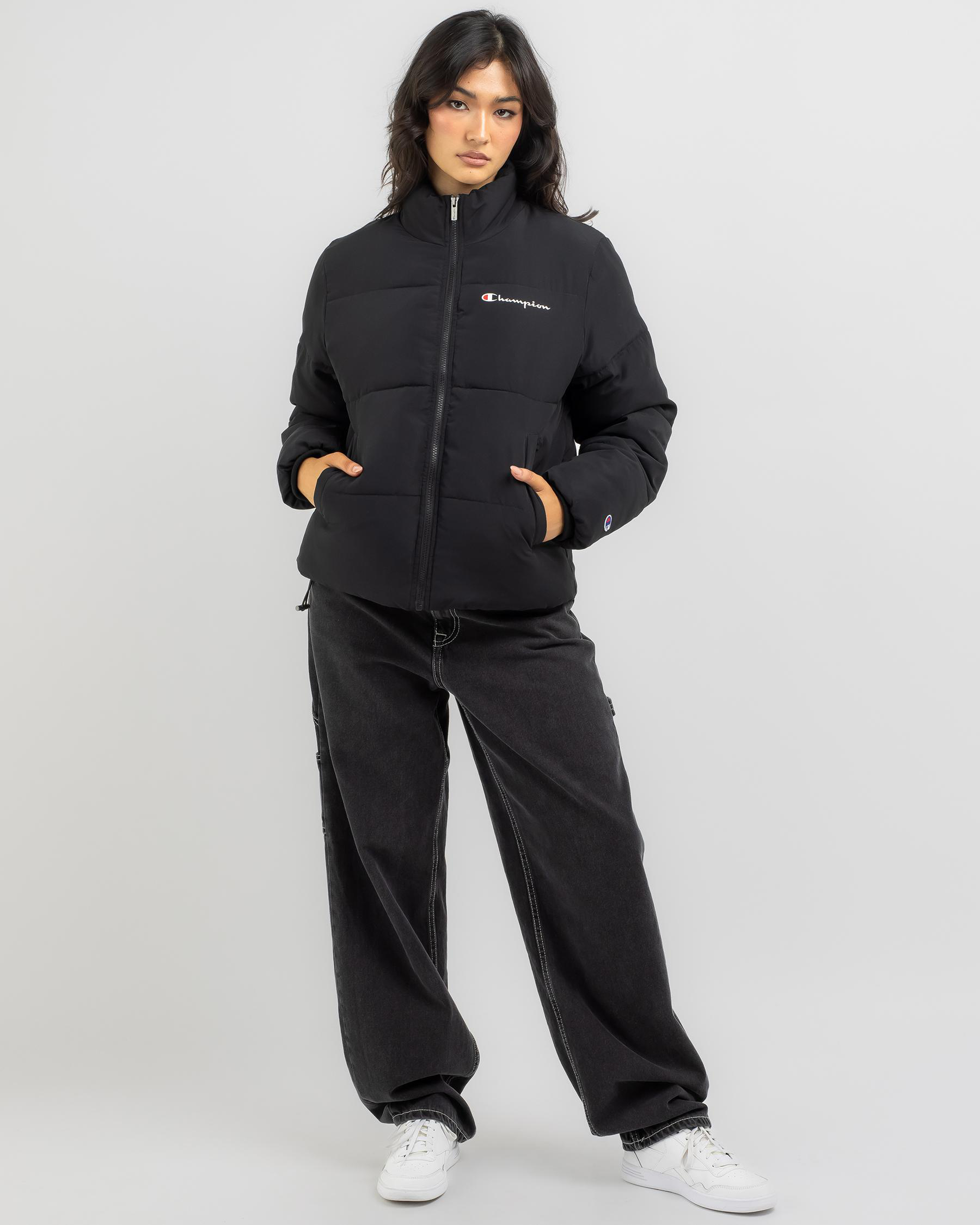 Champion Rochester Athletic Puffer Jacket In Black Fast Shipping & Easy Returns City Beach