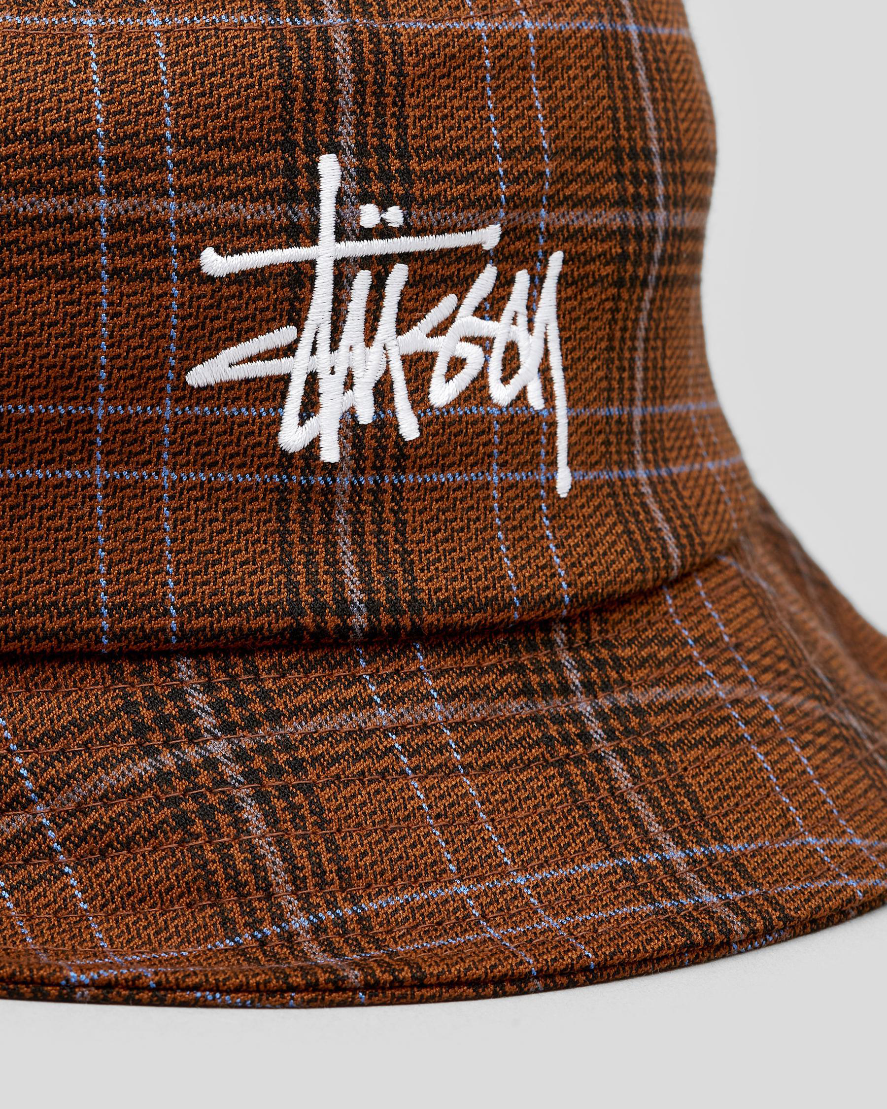 Stussy Graffiti Check Bucket Hat In 