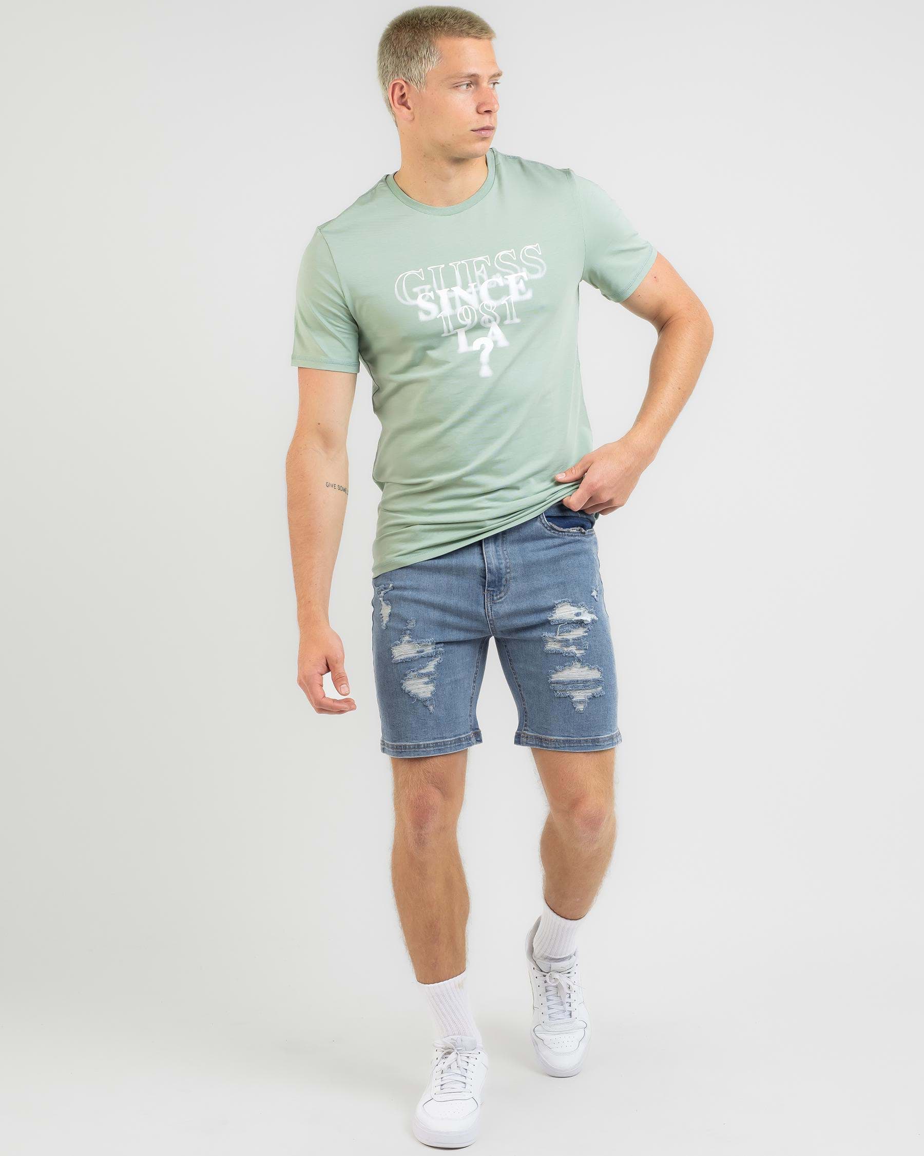 GUESS Blurry T-Shirt In Matcha Dust - Fast Shipping & Easy Returns ...