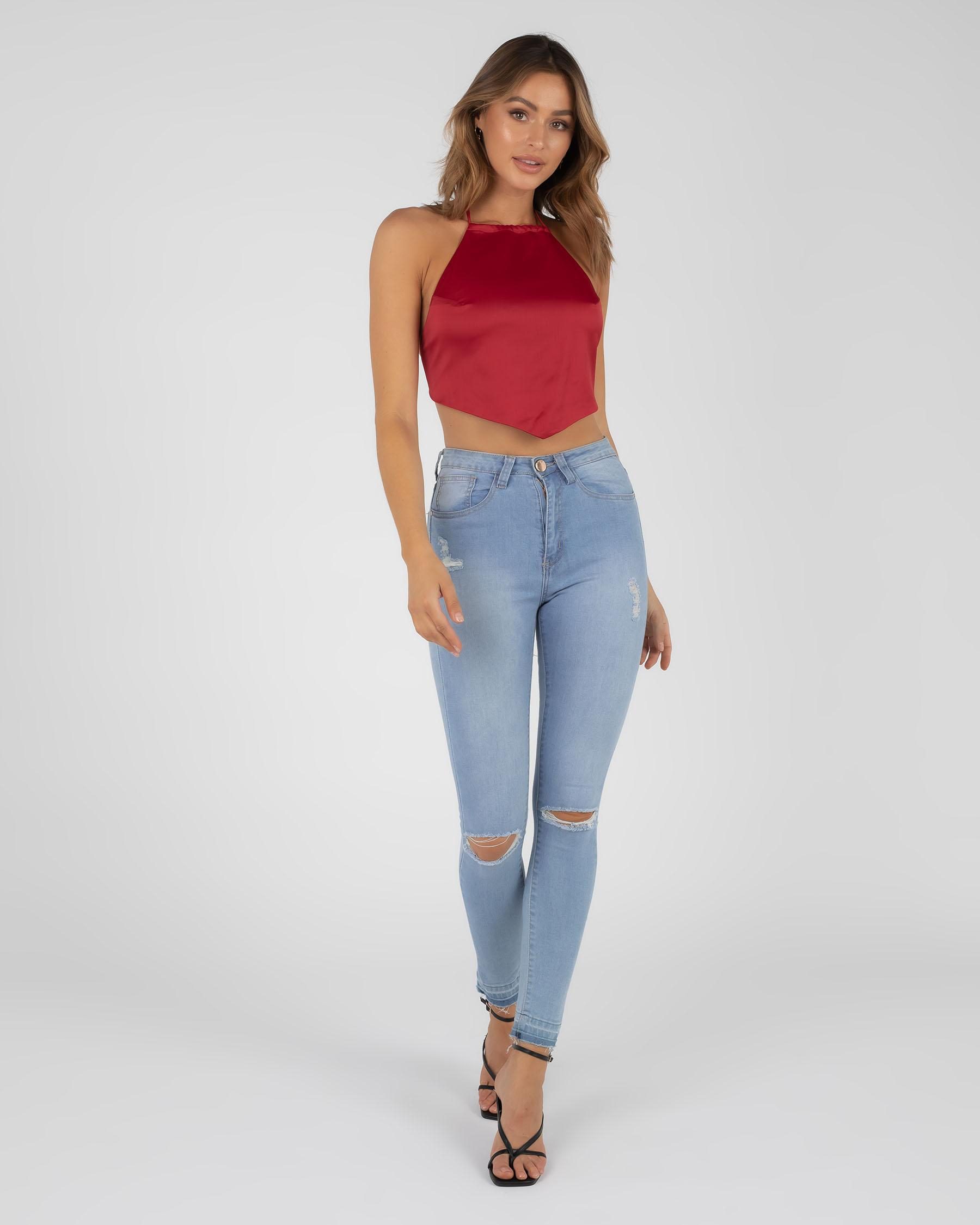 Ava Red Halter Top
