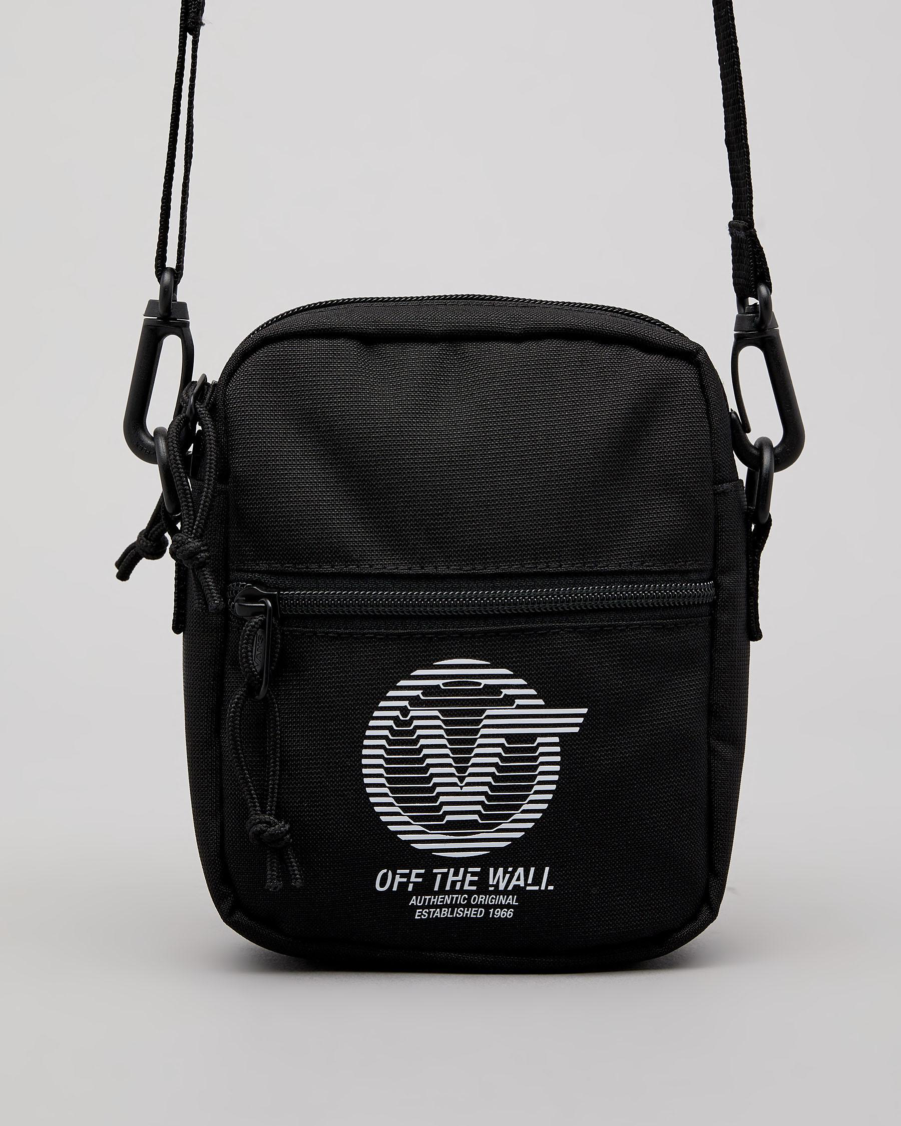 Shop Vans Bail Shoulder Bag In Black Distort Type Fast Shipping