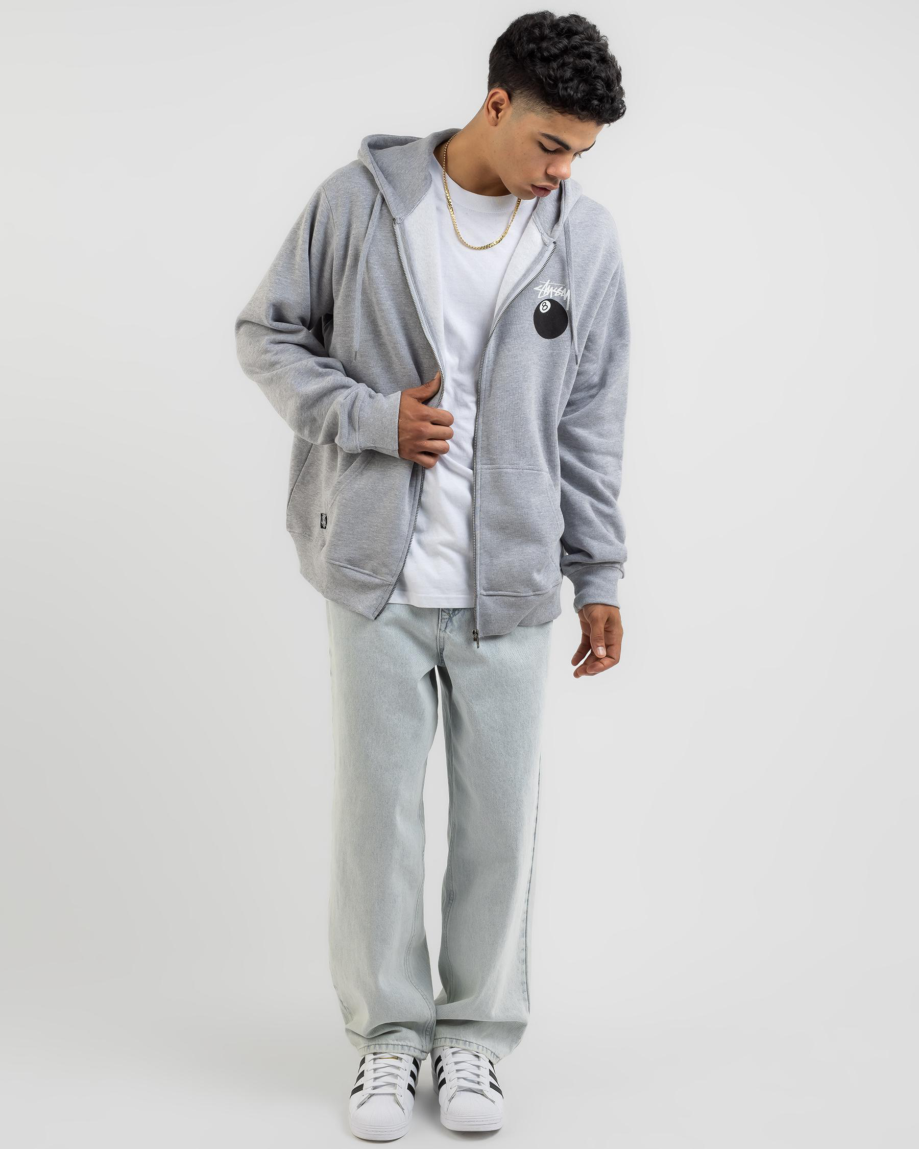 Shop Stussy Solid 8 Ball Zip Hoodie In Strong Grey Marle - Fast