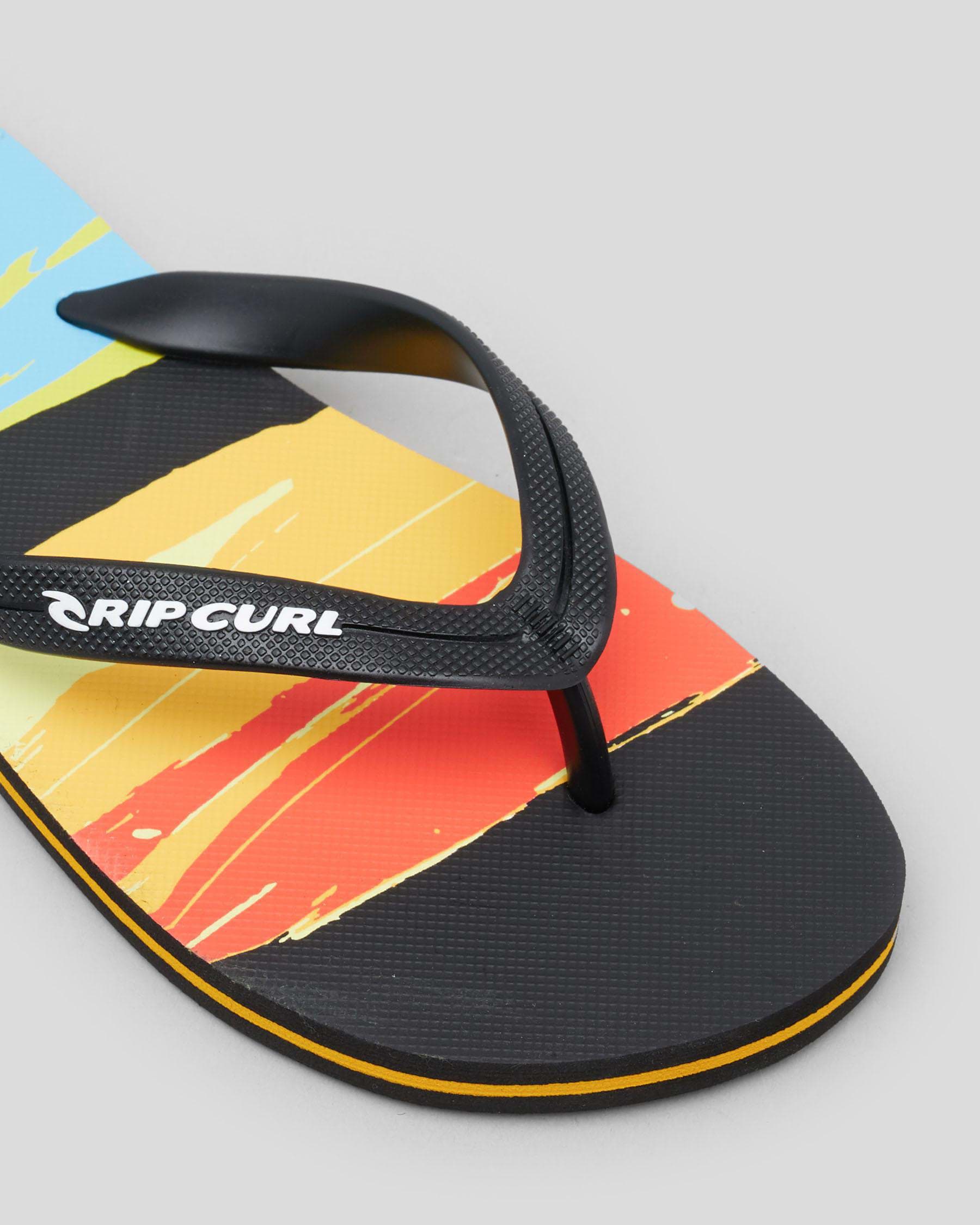 Rip Curl Boys' Resin Blow Out Thongs In Black/orange - Fast Shipping ...