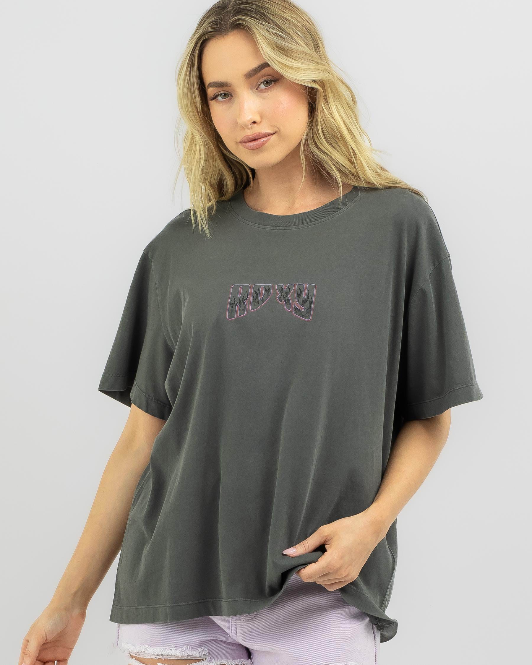 Shop Roxy Mazzy II T-Shirt In Anthracite - Fast Shipping & Easy Returns ...