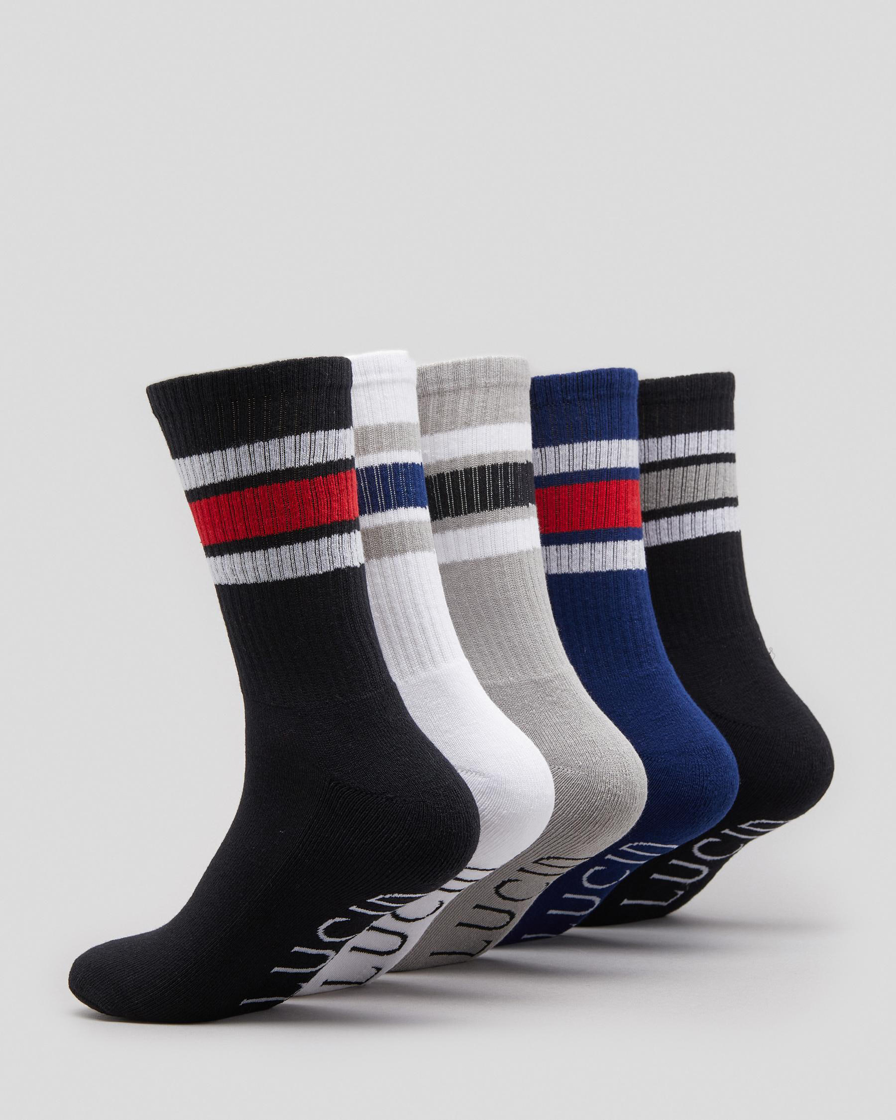 Lucid Sport Stripe Socks 5 Pack In Multi - Fast Shipping & Easy Returns ...