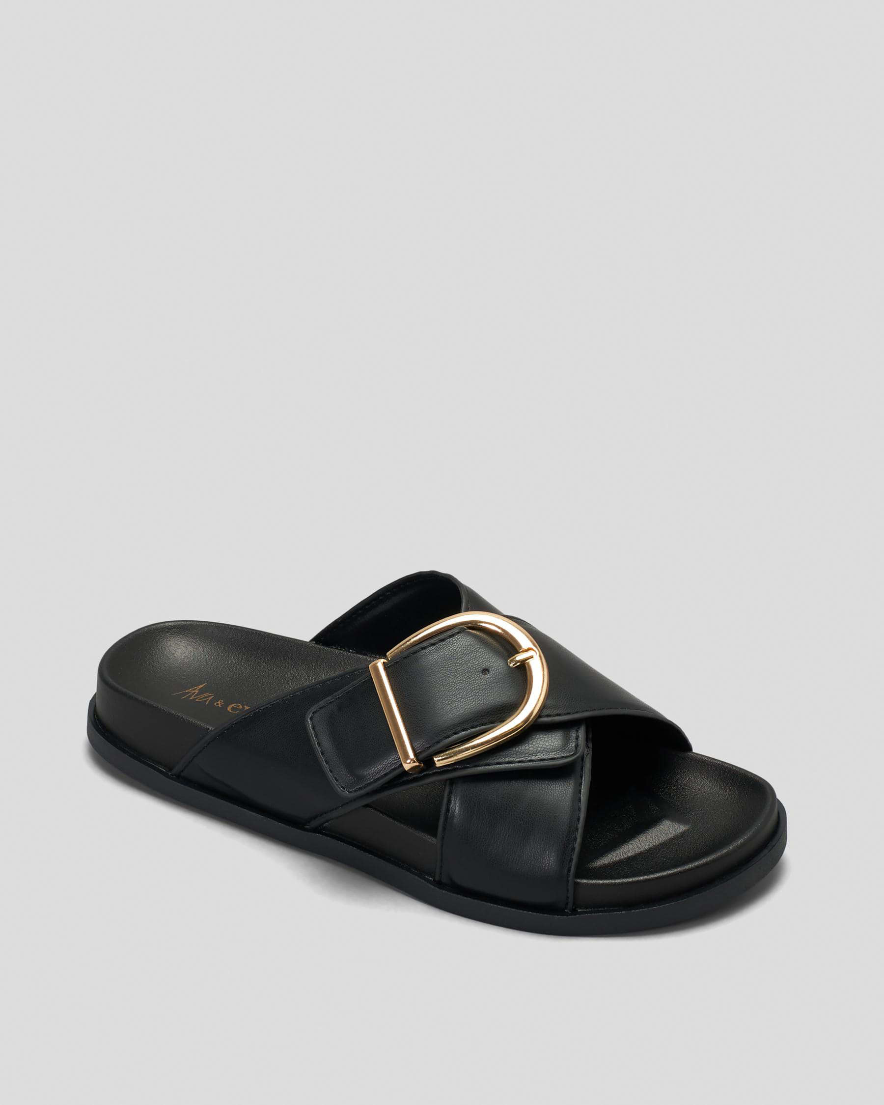 Shop Ava And Ever Prague Slide Sandals In Black - Fast Shipping & Easy ...
