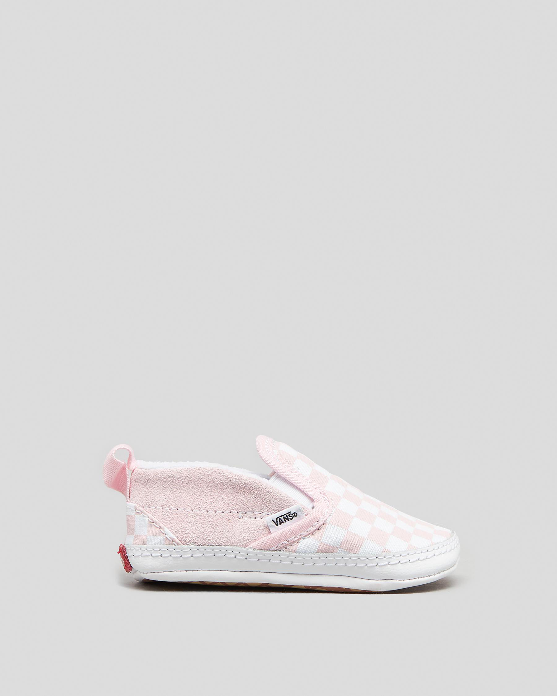 Shop Vans Crib Slip On Shoes In Blushing Checkerboard/white Fast