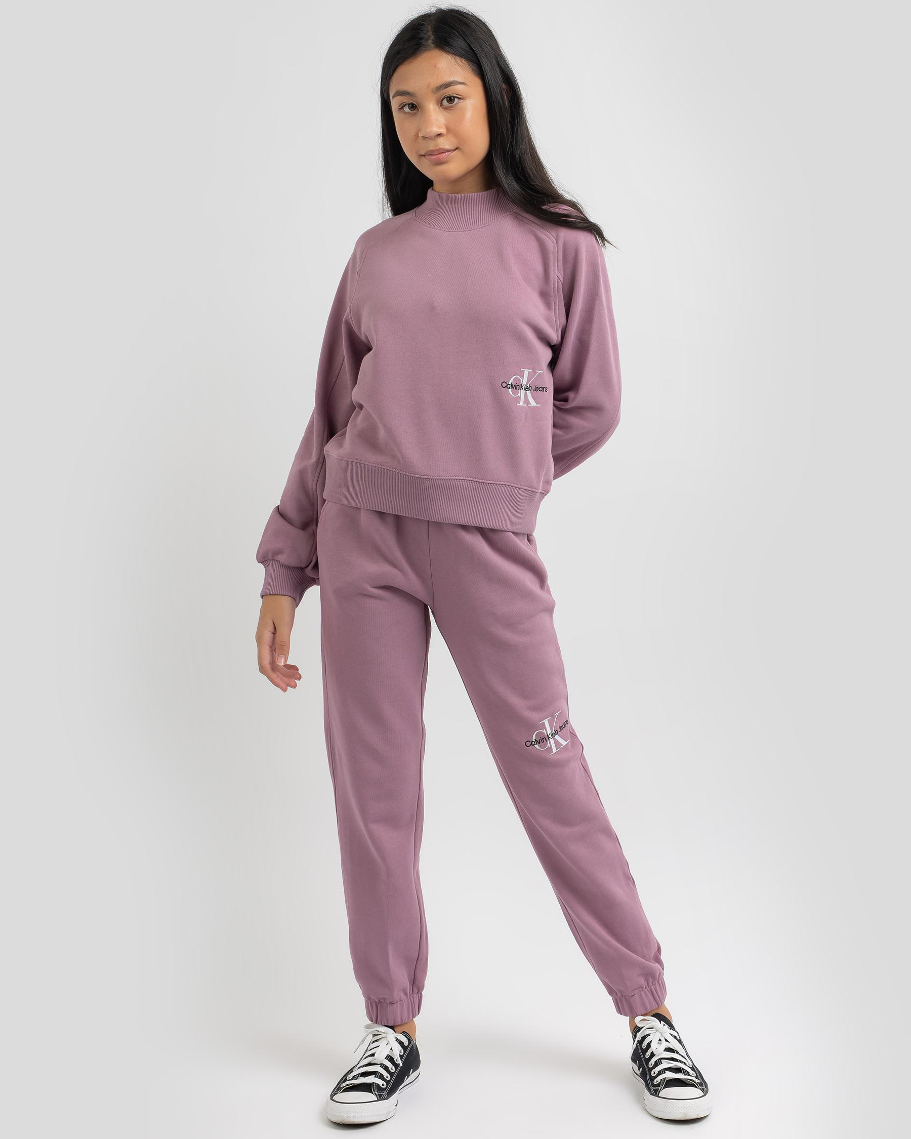 Calvin Klein Girls' Monogram Off Placed Track Pants In Dusky Orchid ...