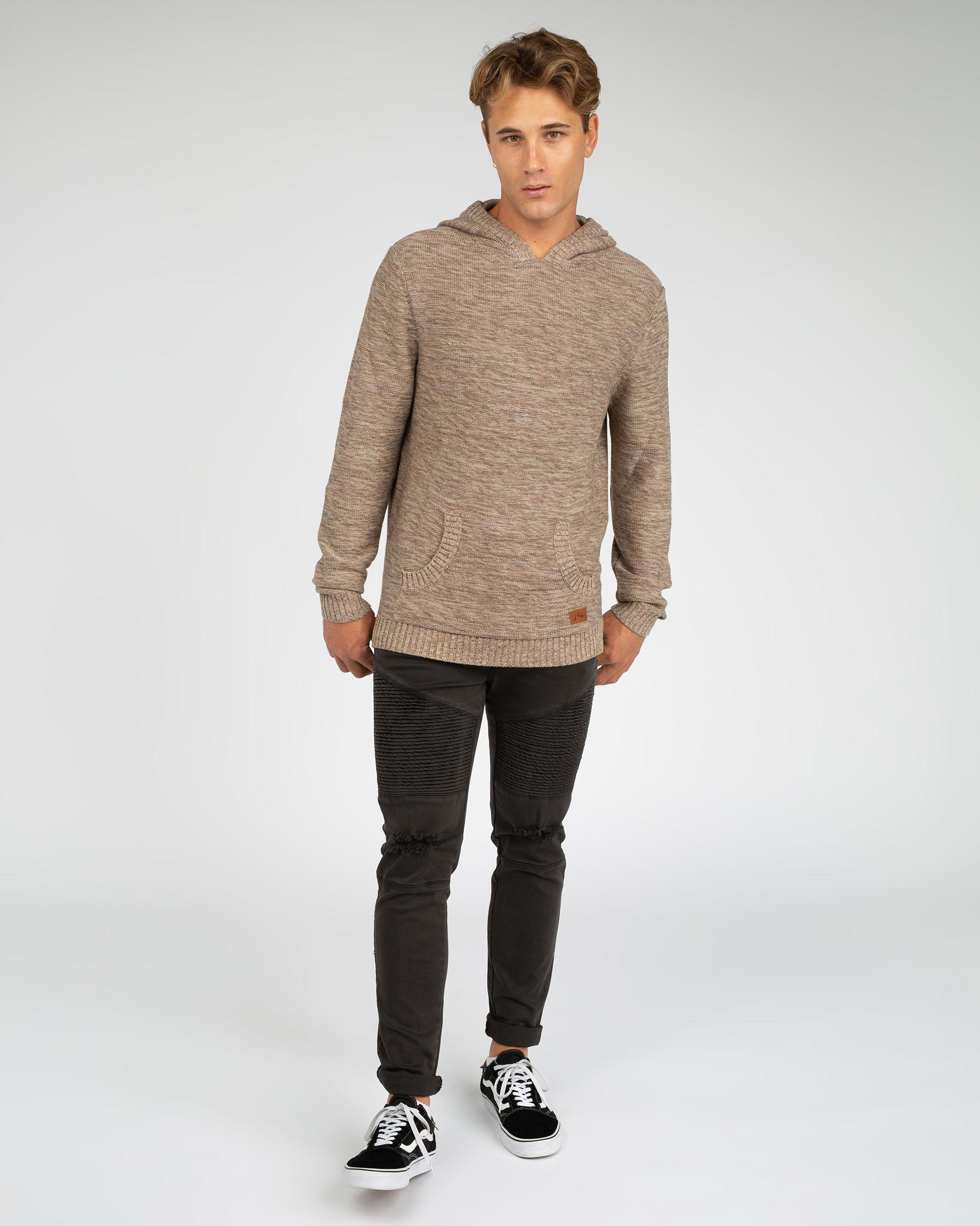 Shop Rusty Skyliner Knit Hoodie In Snow Marle - Fast Shipping & Easy ...